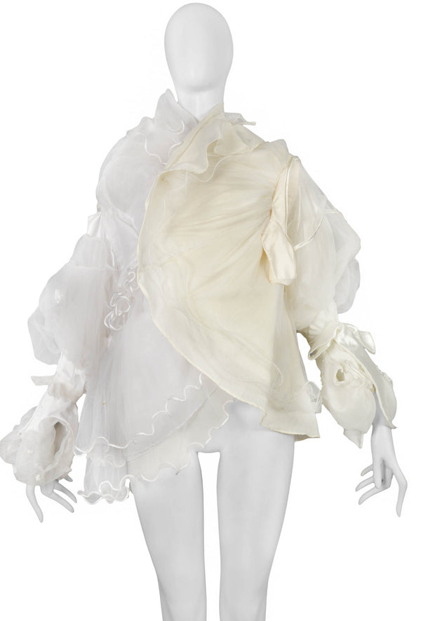 MARGIELA ARTISANAL WHITE TULLE RUFFLE JACKET