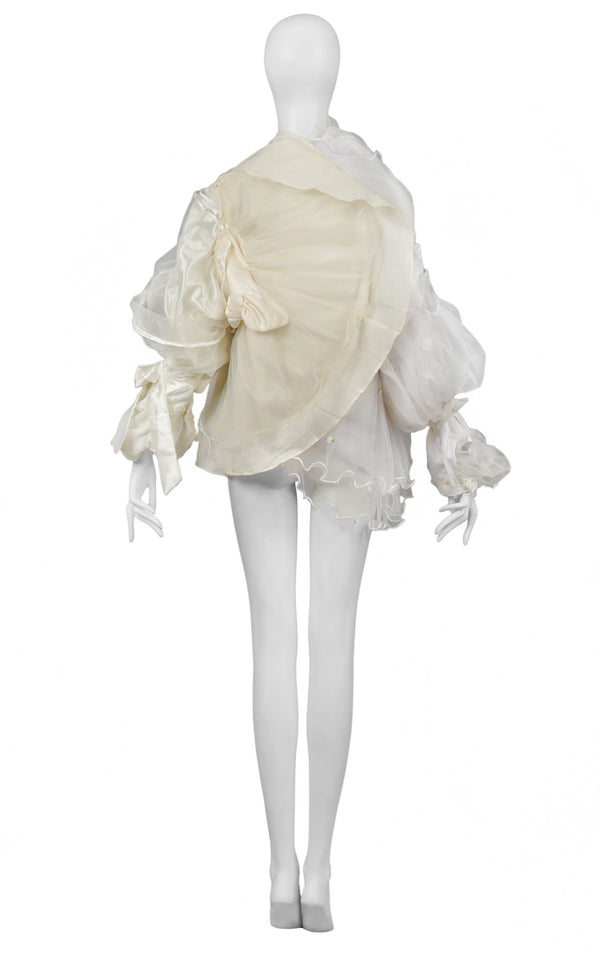 MARGIELA ARTISANAL WHITE TULLE RUFFLE JACKET