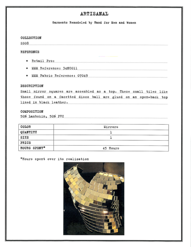 MAISON MARGIELA ARTISANAL DISCO BALL TOP 2008