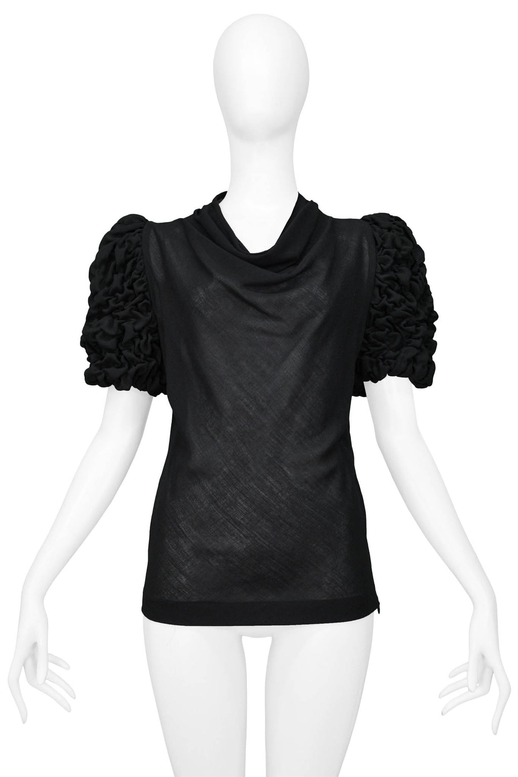 ALEXANDER MCQUEEN BLACK TOP WITH PUCKERED 