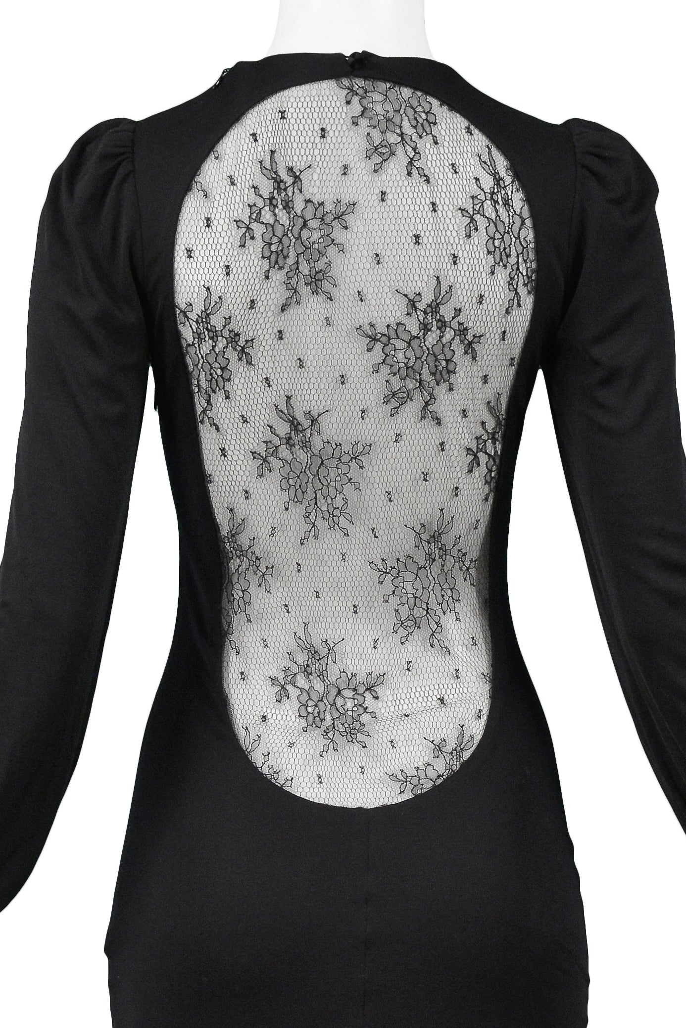 ALEXANDER MCQUEEN BLACK LACE BACK "HITCHCOCK" DRESS 2005