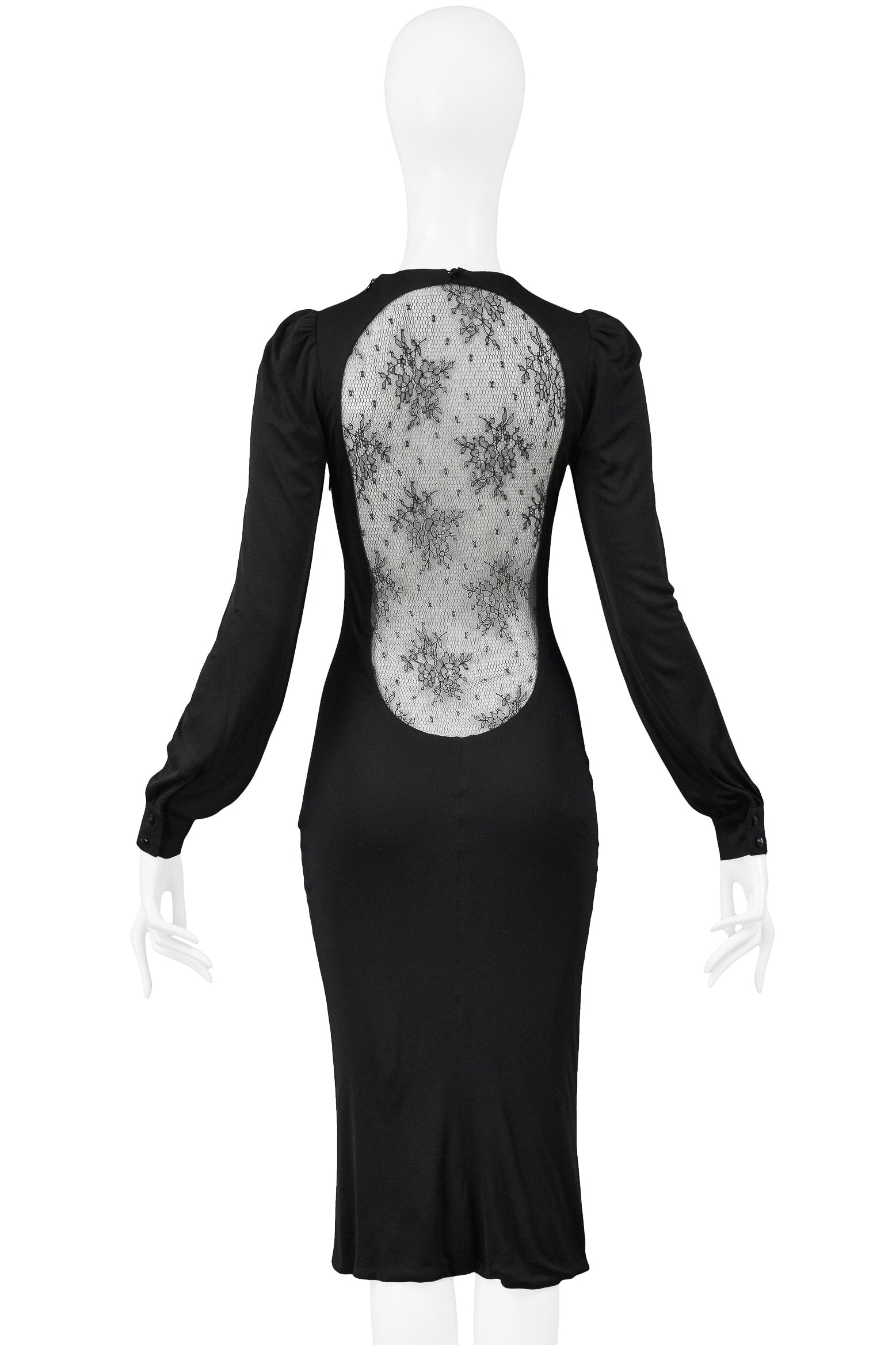 ALEXANDER MCQUEEN BLACK LACE BACK "HITCHCOCK" DRESS 2005