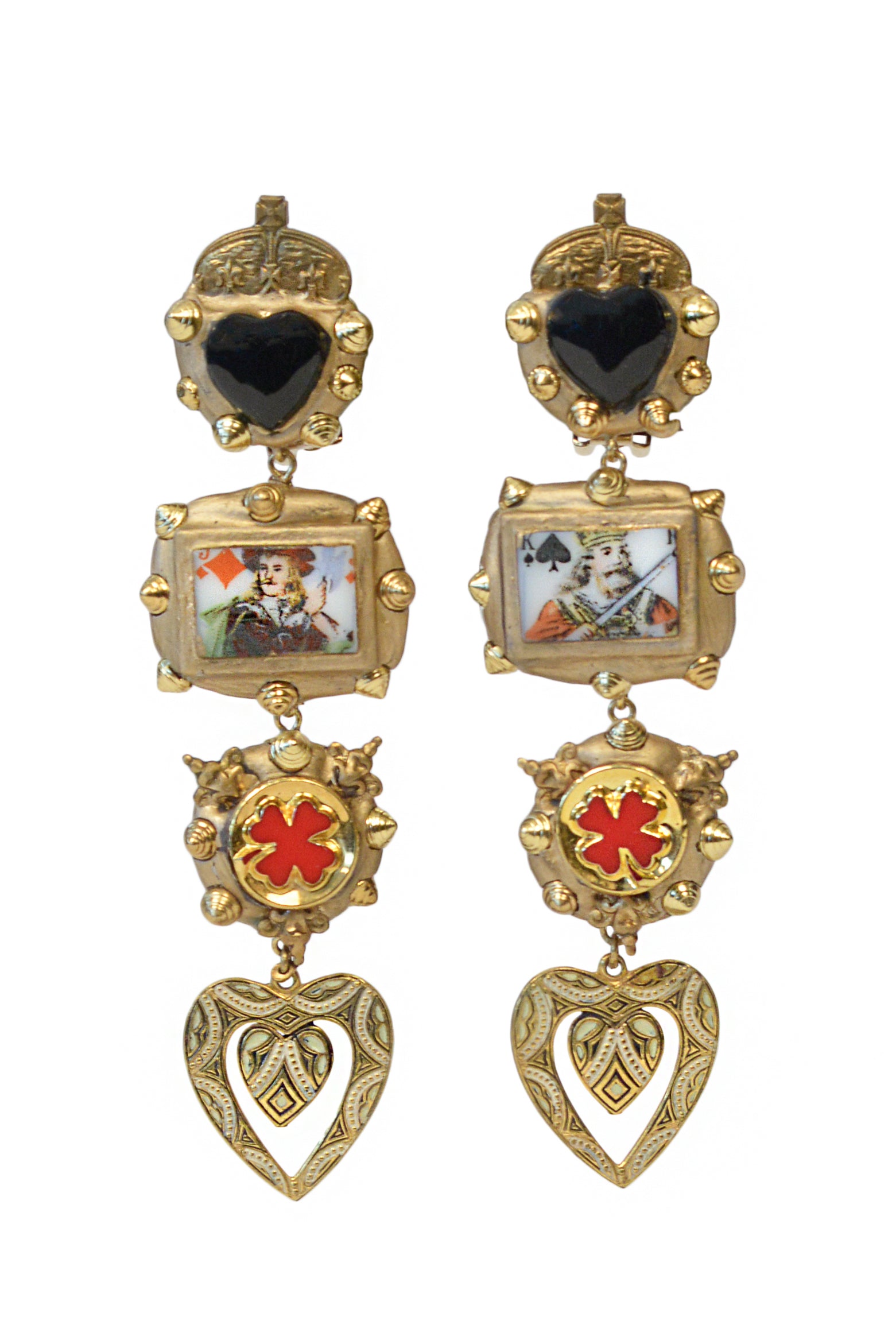 MINADEO KING, JACK & HEARTS EARRINGS