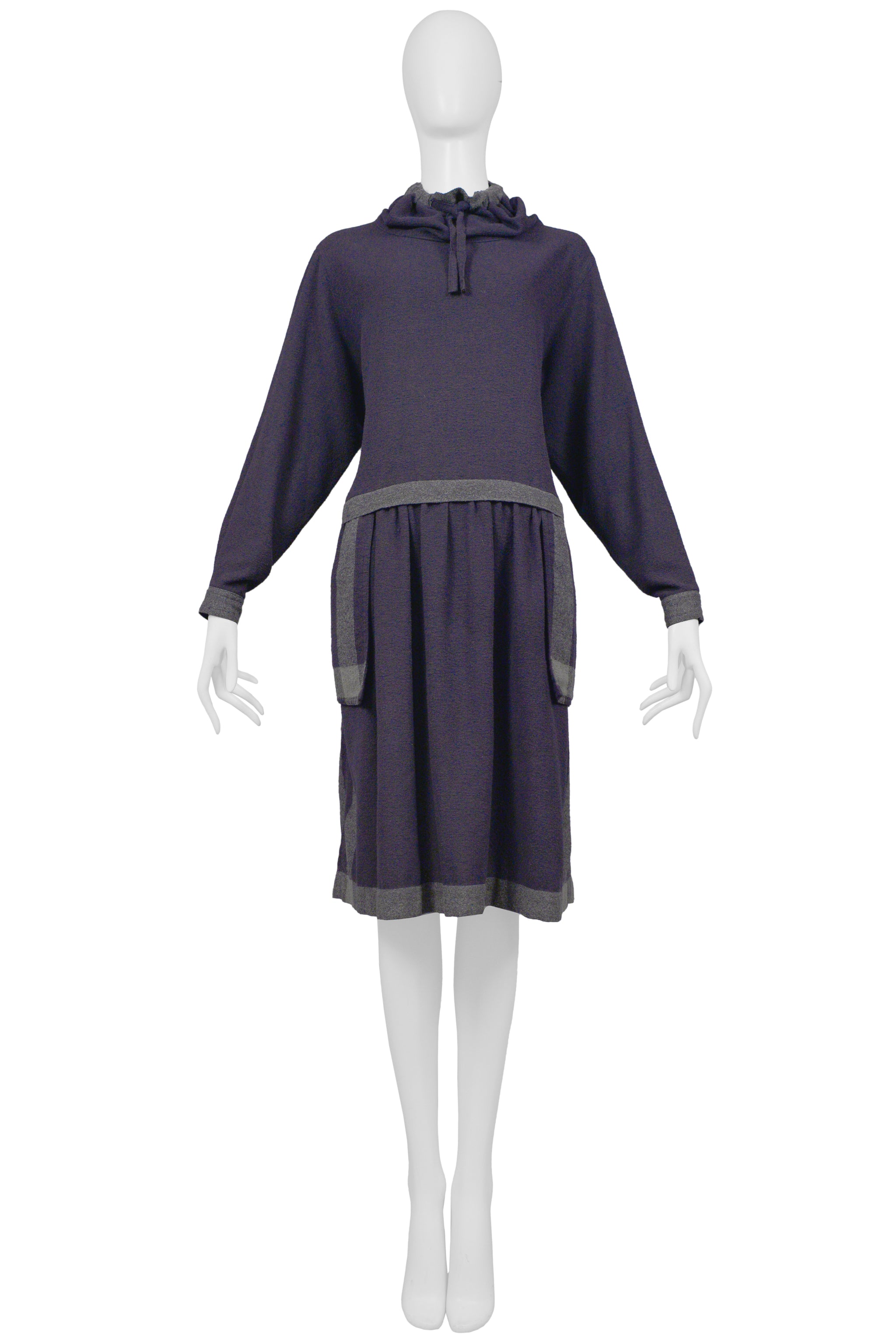 ISSEY MIYAKE NAVY & GREY DRAWSTRING DRESS