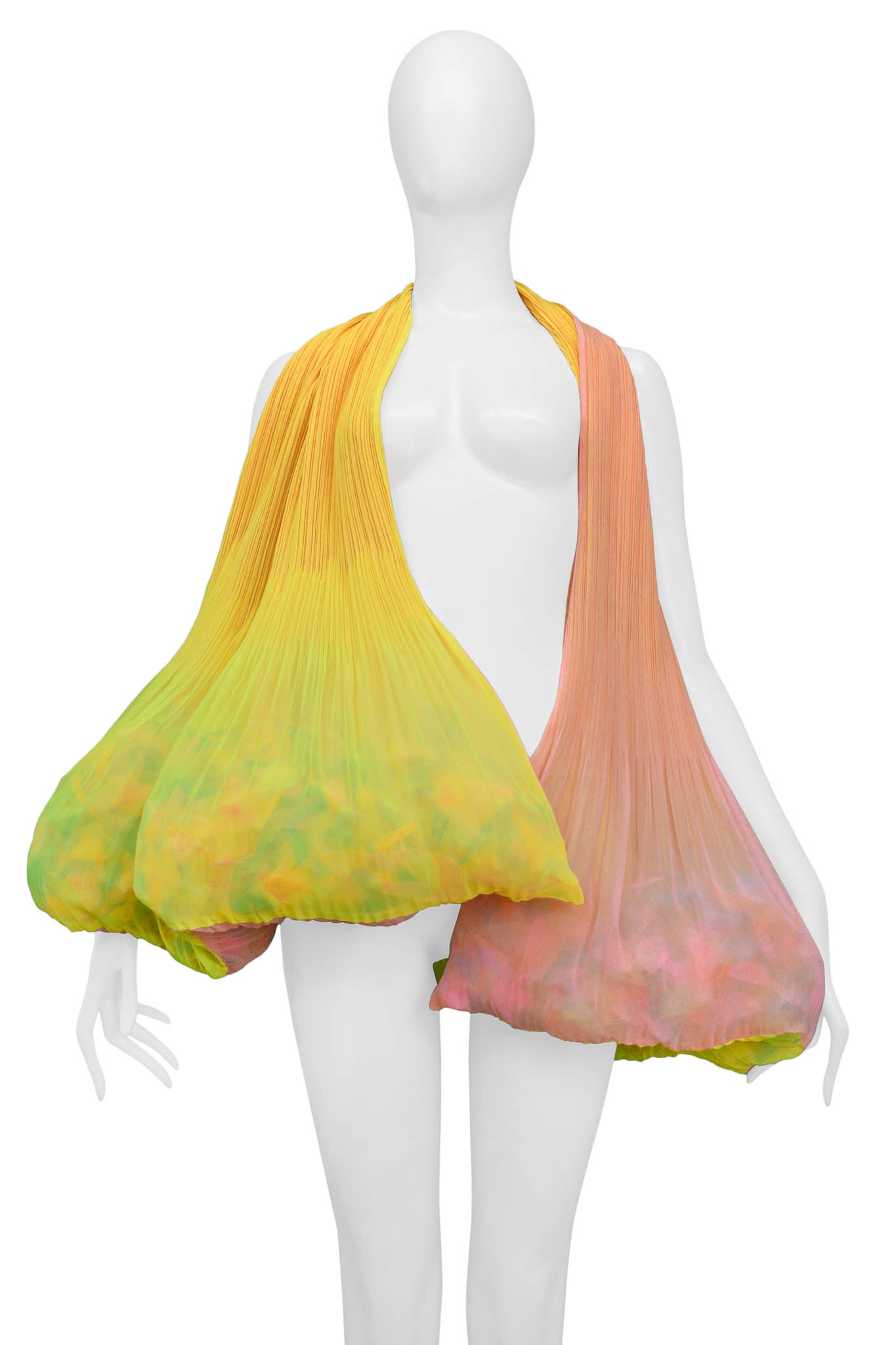 ISSEY MIYAKE 2001 YELLOW AND PINK CONFETTI SCARF