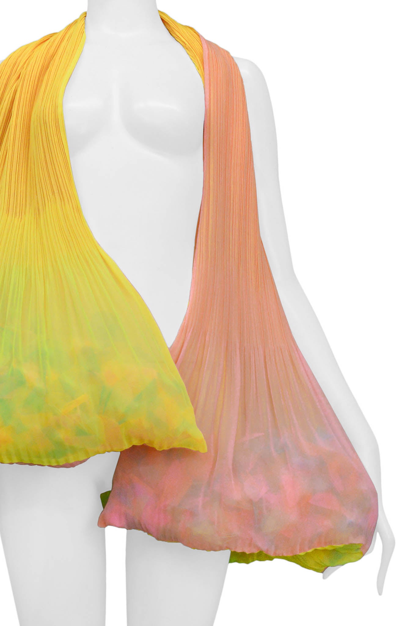 ISSEY MIYAKE 2001 YELLOW AND PINK CONFETTI SCARF