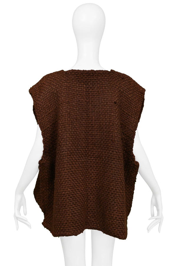 ISSEY MIYAKE OVERSIZED BROWN WOVEN VEST
