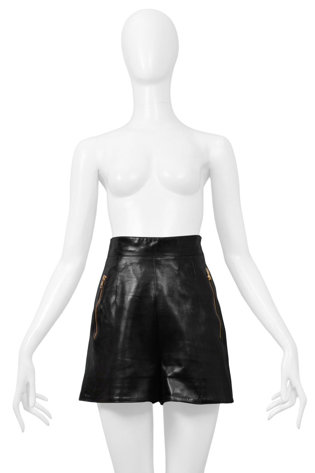 Alaia Flared Leather Mini Skirt Black