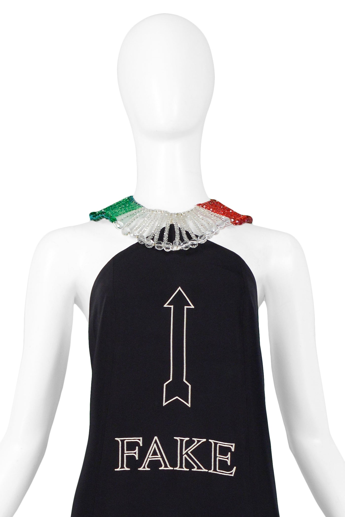 MOSCHINO 1995 ITALIAN FLAG FAKE GLASS BEAD DRESS