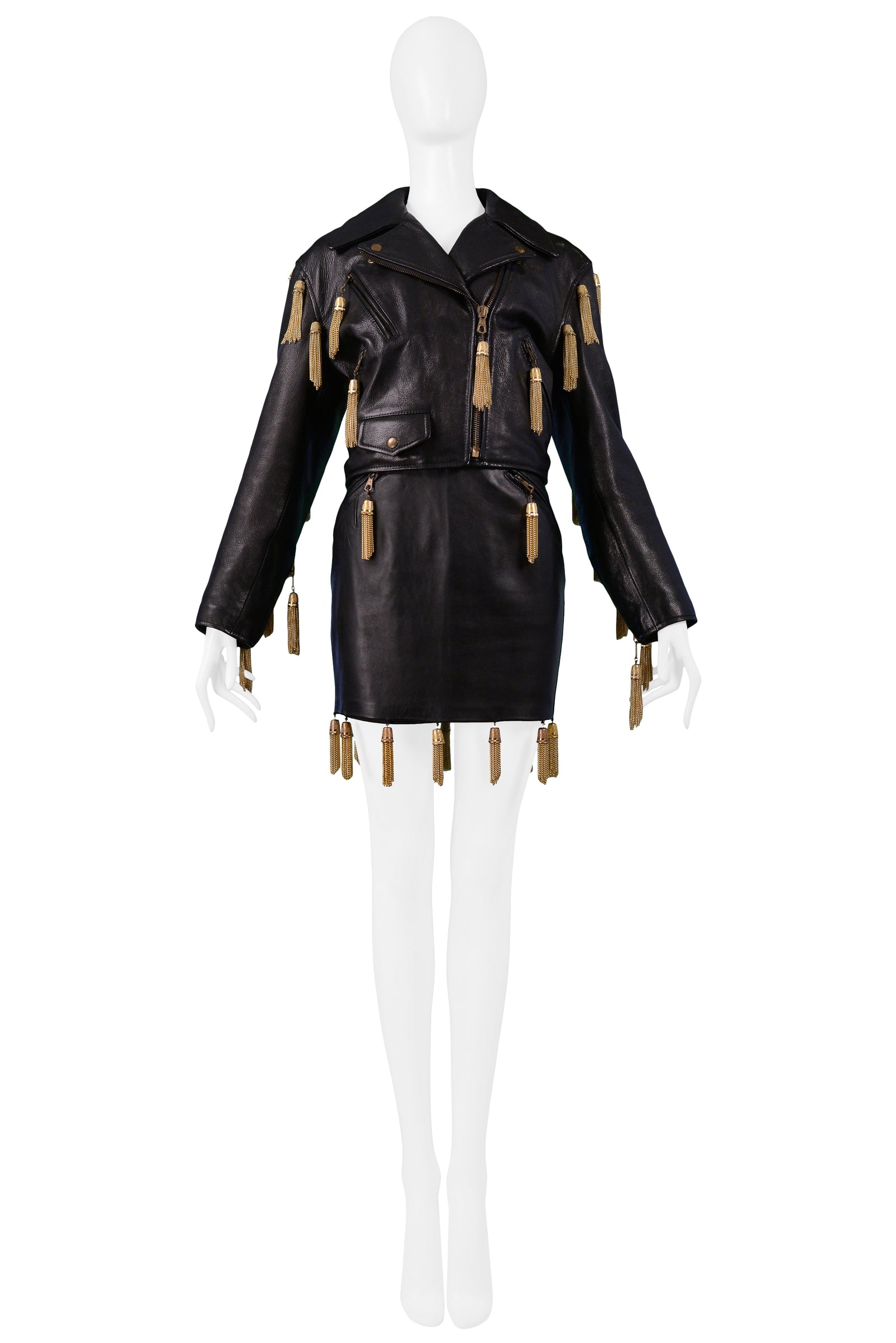 【関税込み】moschino Chain skirt 関税＆送料込み】Moschino Chain Skirt MOSCHINO BLACK LEATHER