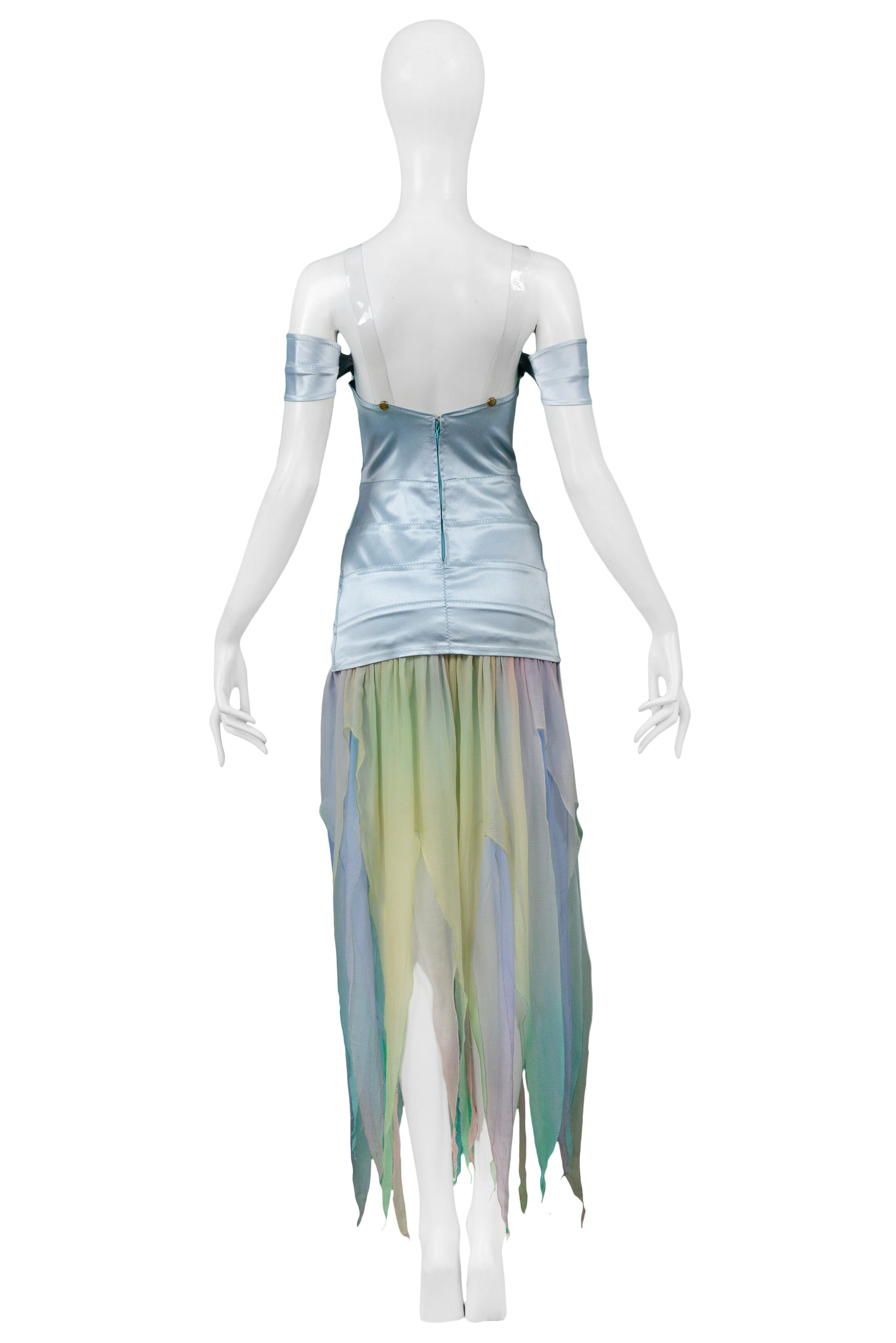 MUGLER RARE RAINBOW OMBRE GOWN & CAPE ENSEMBLE 1977