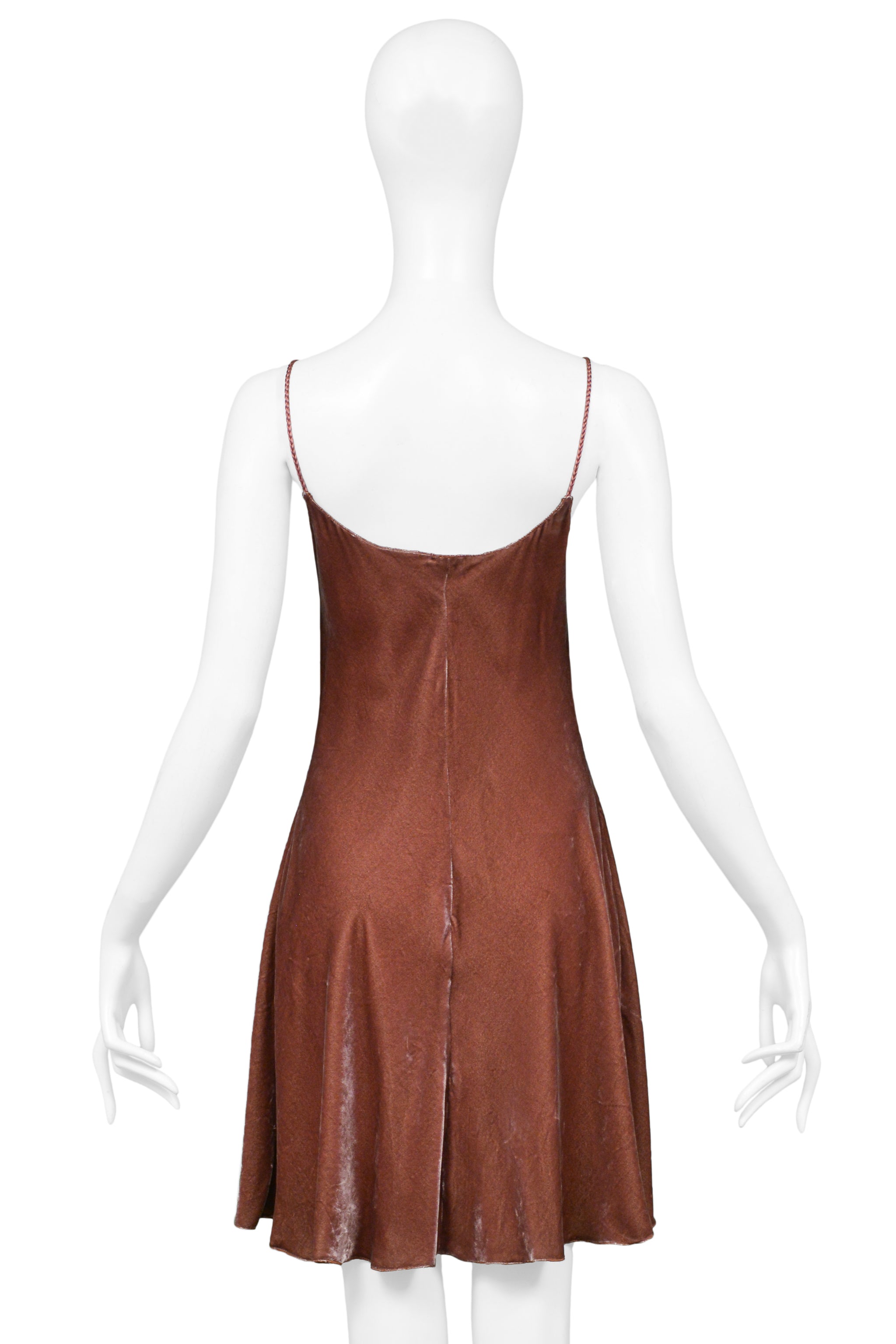 RIFAT OZBEK MAUVE VELVET SLIP DRESS