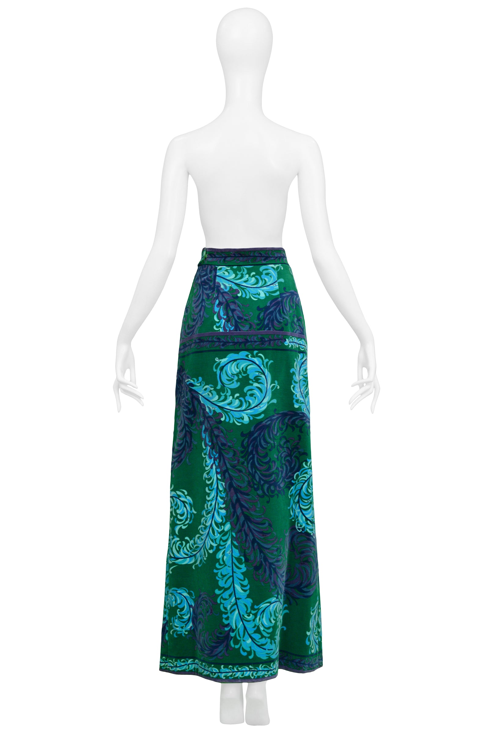【国内即発送】 & GREEN PUCCI BLUE PRINT FEATHER WITH SKIRT HOSTESS VELVET スカート