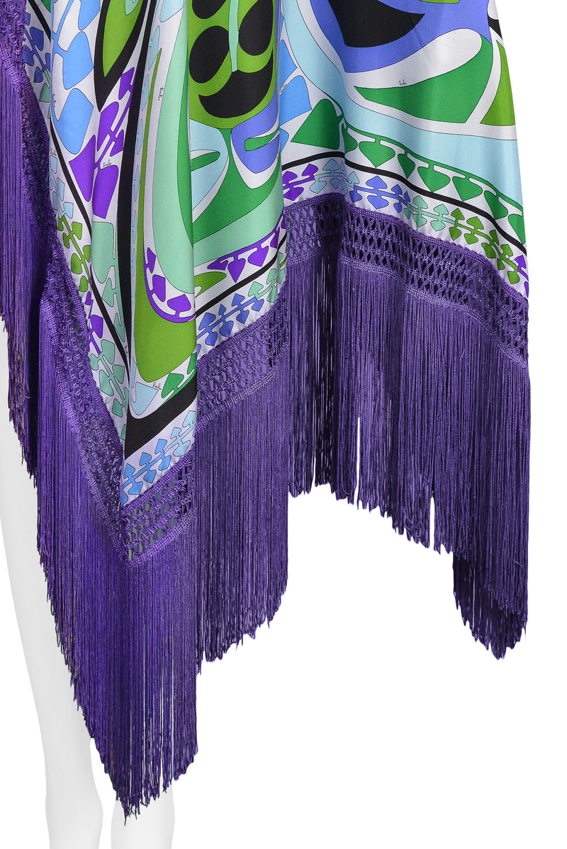 PUCCI GIANT ABSTRACT PRINTED SCARF WITH FRINGE