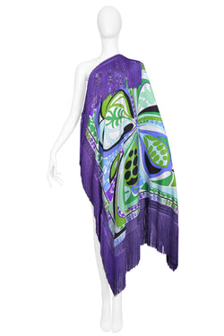 PUCCI GIANT ABSTRACT PRINTED SCARF WITH FRINGE