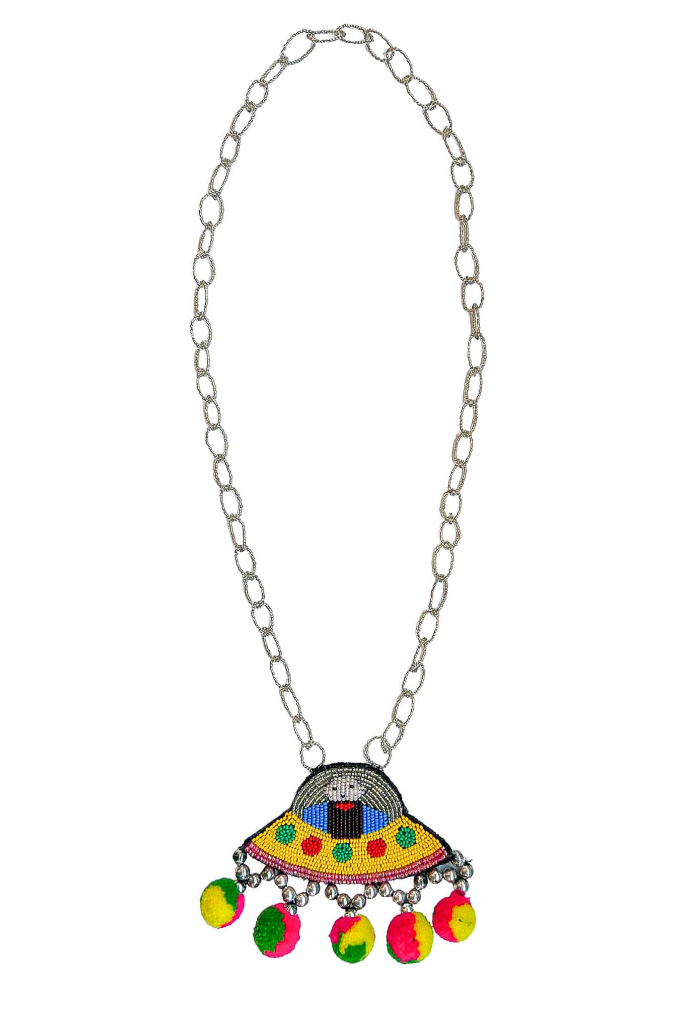 WALTER VAN BEIRENDONCK BEADED FLYING SAUCER NECKLACE