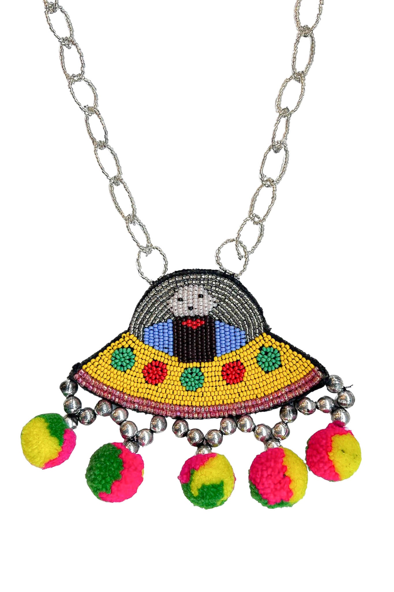 WALTER VAN BEIRENDONCK BEADED FLYING SAUCER NECKLACE