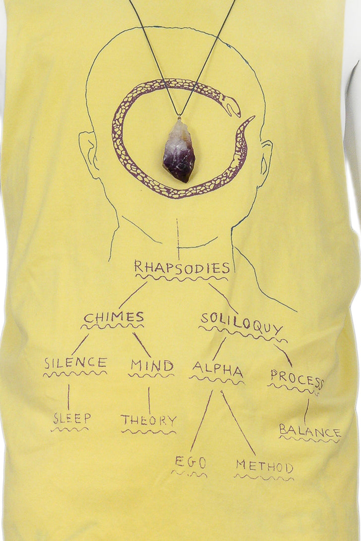 RAF SIMONS YELLOW TANK WITH CRYSTAL NECKLACE 2004