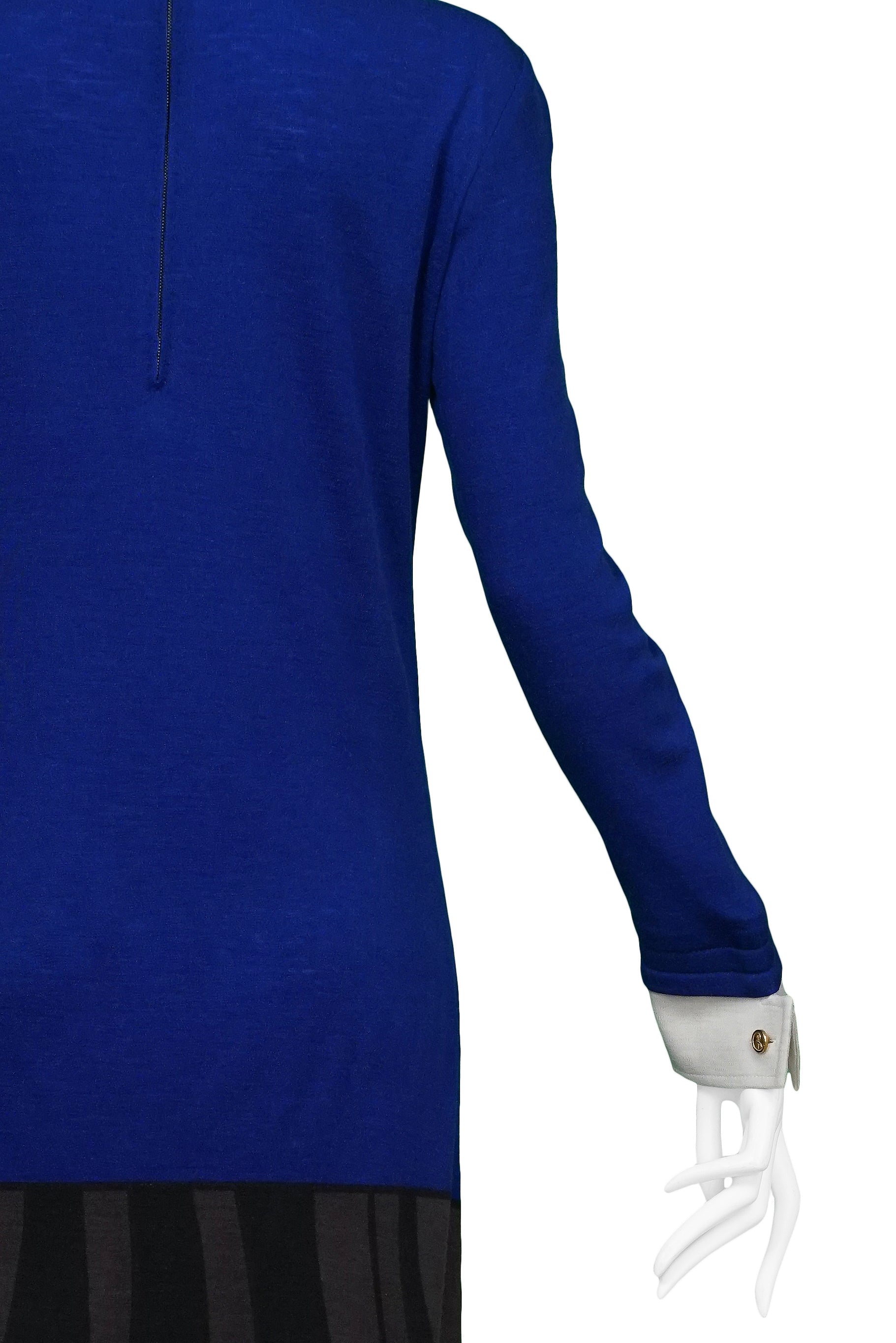 ROBERTA DI CAMERINO TROMPE BLUE AND GREY BLACK BOW MAXI DRESS