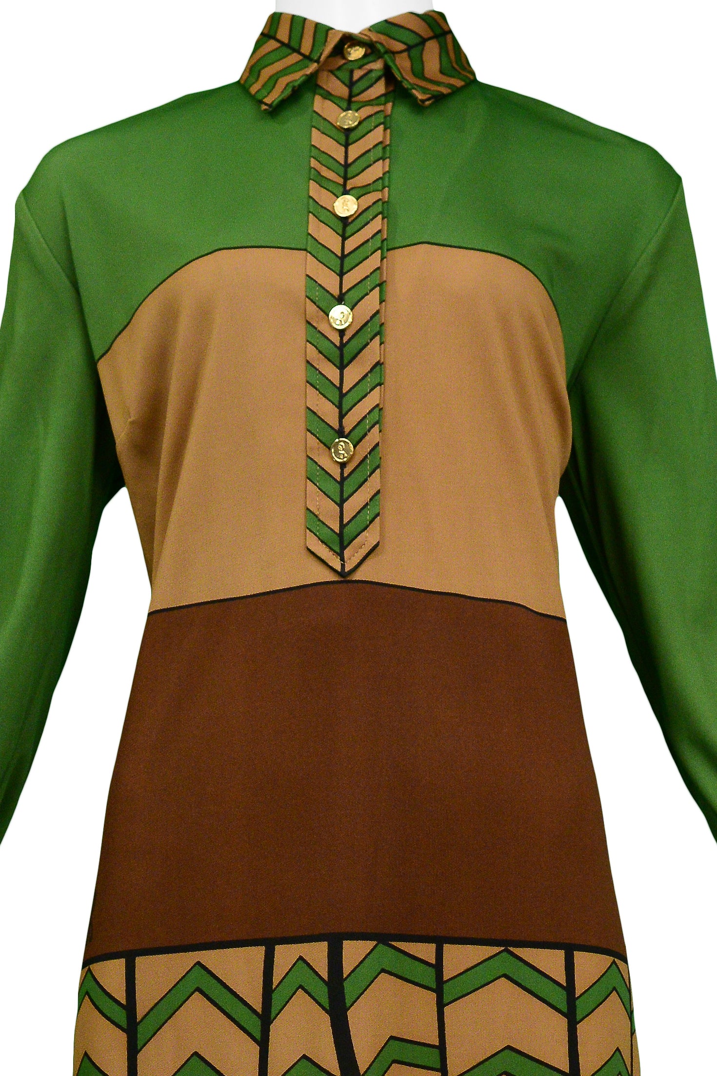 ROBERTA DI CAMERINO TROMPE L'OEIL CHEVRON MAXI DRESS