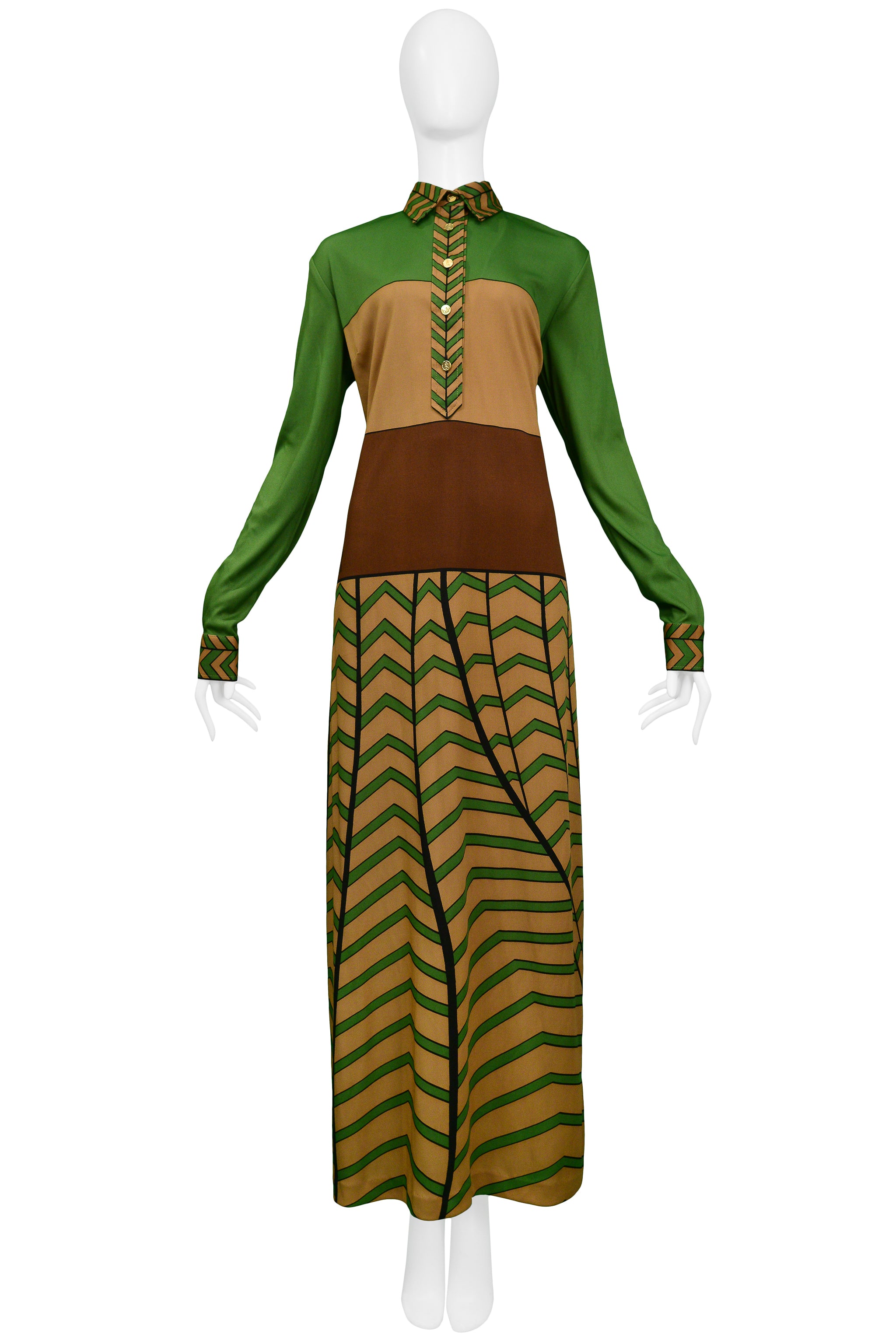 ROBERTA DI CAMERINO TROMPE L'OEIL CHEVRON MAXI DRESS