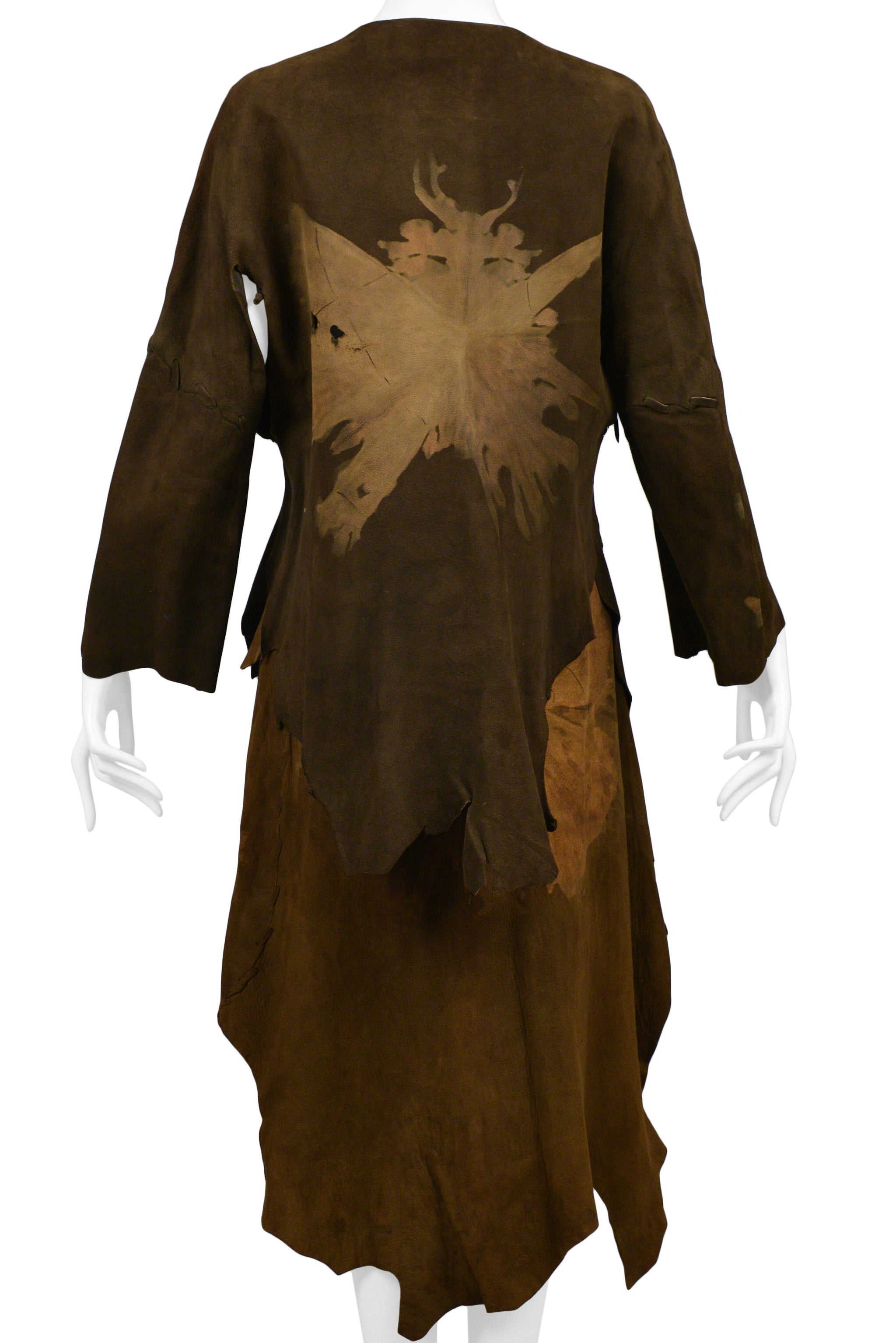 GIORGIO SANT ANGELO BROWN SUEDE LEAF PRINT SKIRT ENSEMBLE