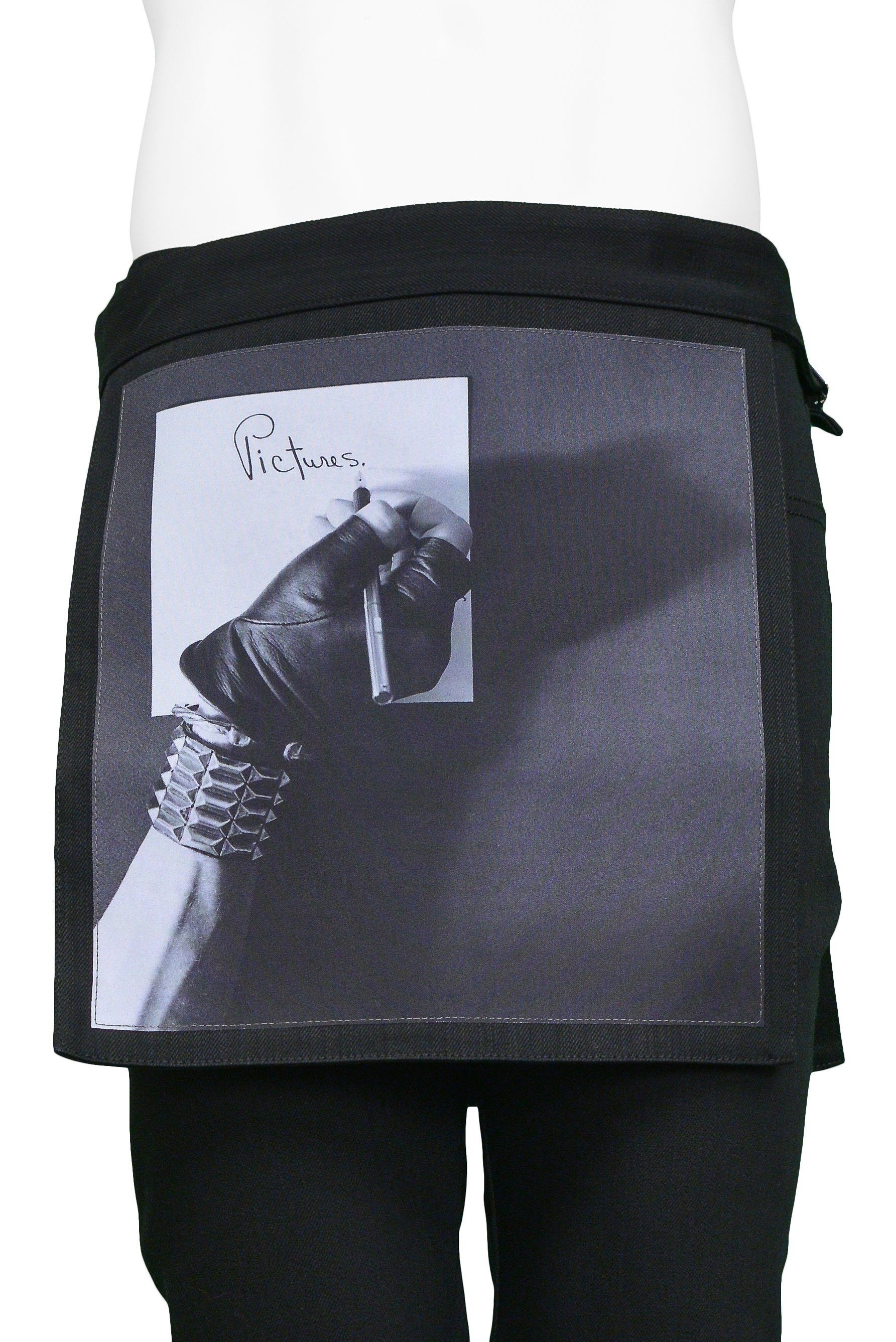 RAF SIMONS 2017 SS MAPPLETHORPE BLACK DENIM PANTS W/ DETACHABLE PHOTO PRINT LAYER