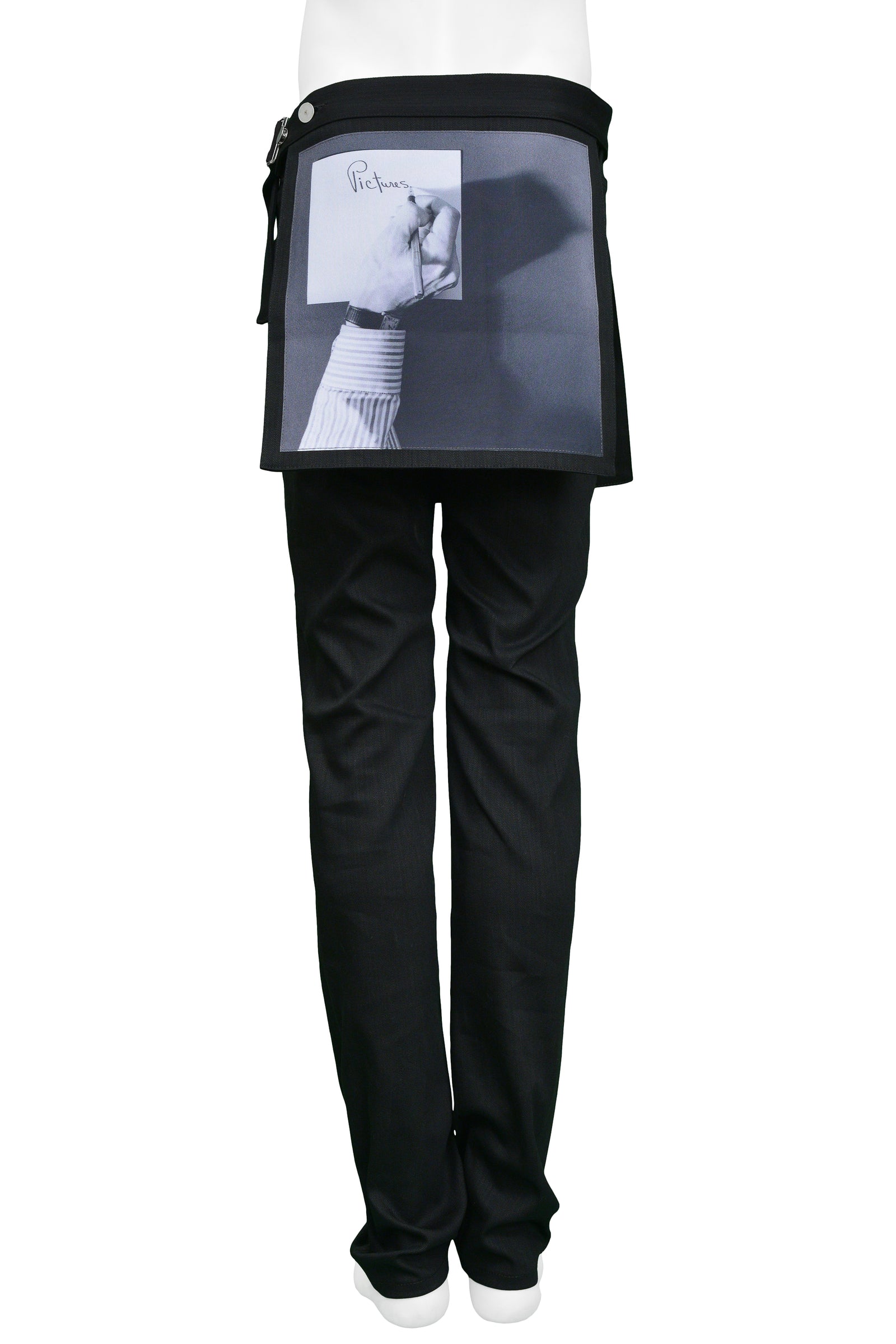 RAF SIMONS 2017 SS MAPPLETHORPE BLACK DENIM PANTS W/ DETACHABLE PHOTO