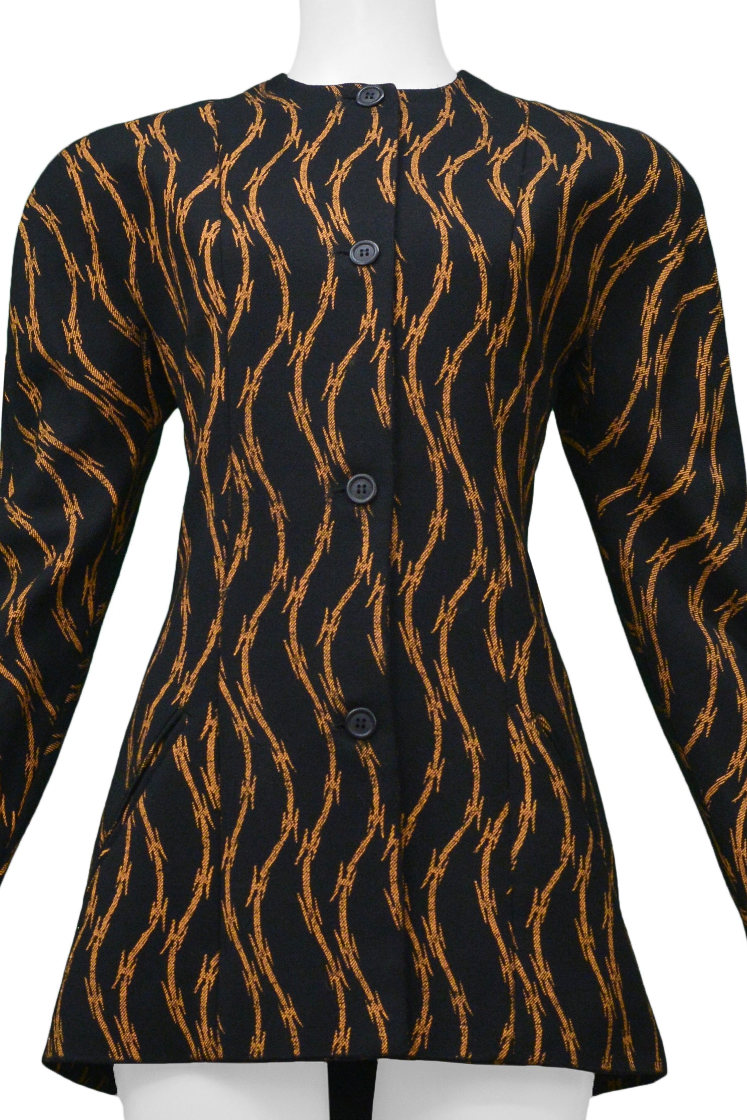 STEPHEN SPROUSE BARB WIRE JACKET BLACK AND ORANGE