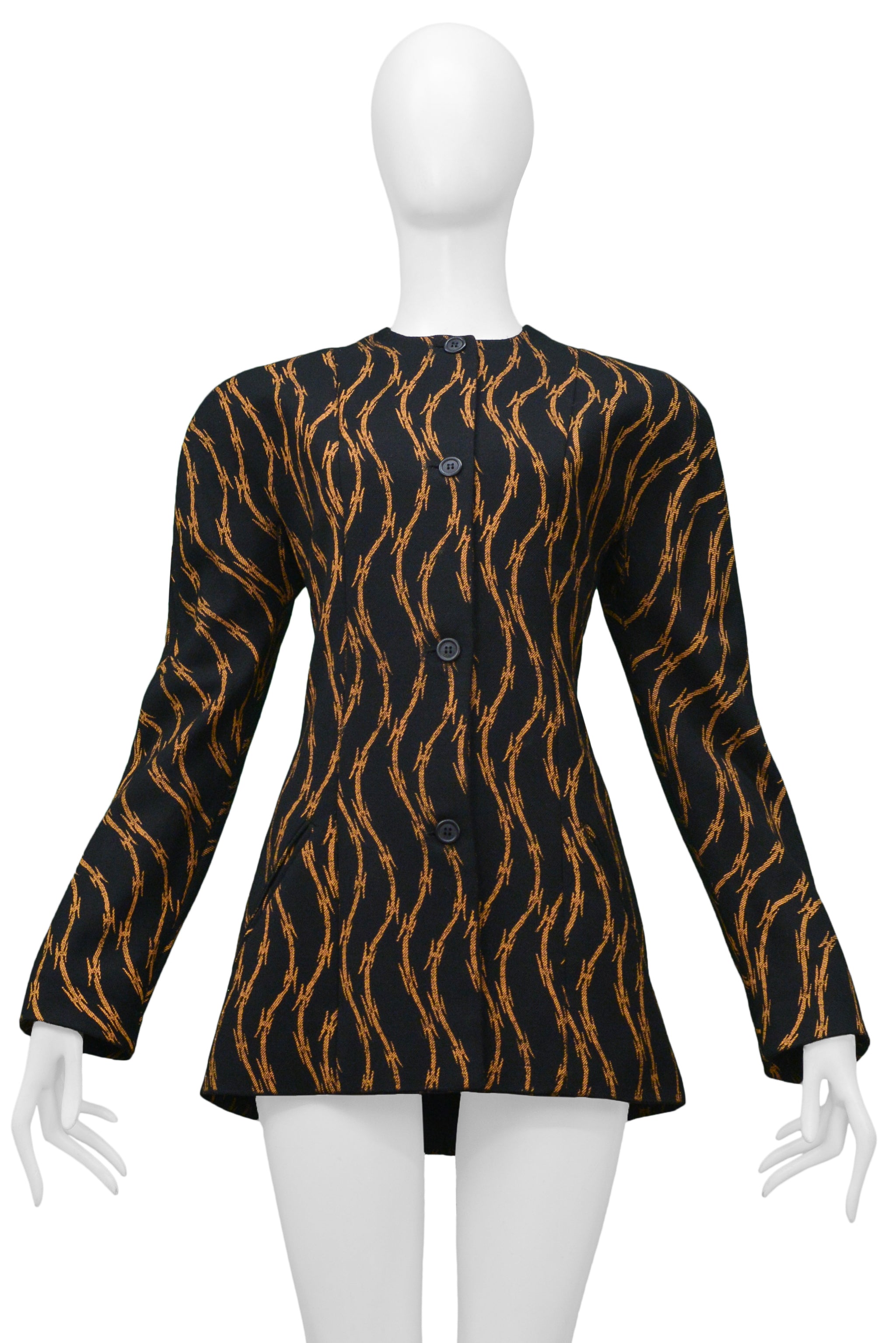 STEPHEN SPROUSE BARB WIRE JACKET BLACK AND ORANGE