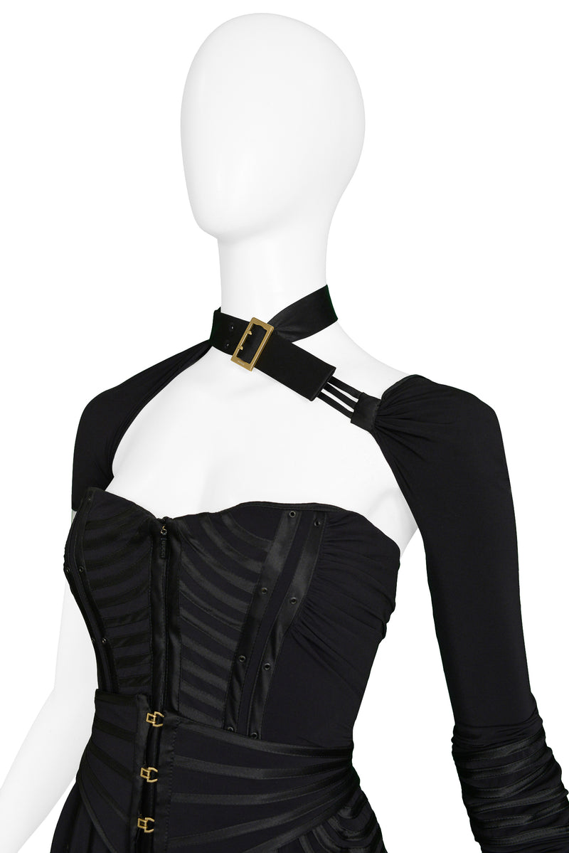 GUCCI BY TOM FORD BLACK BONDAGE EVENING GOWN 2003