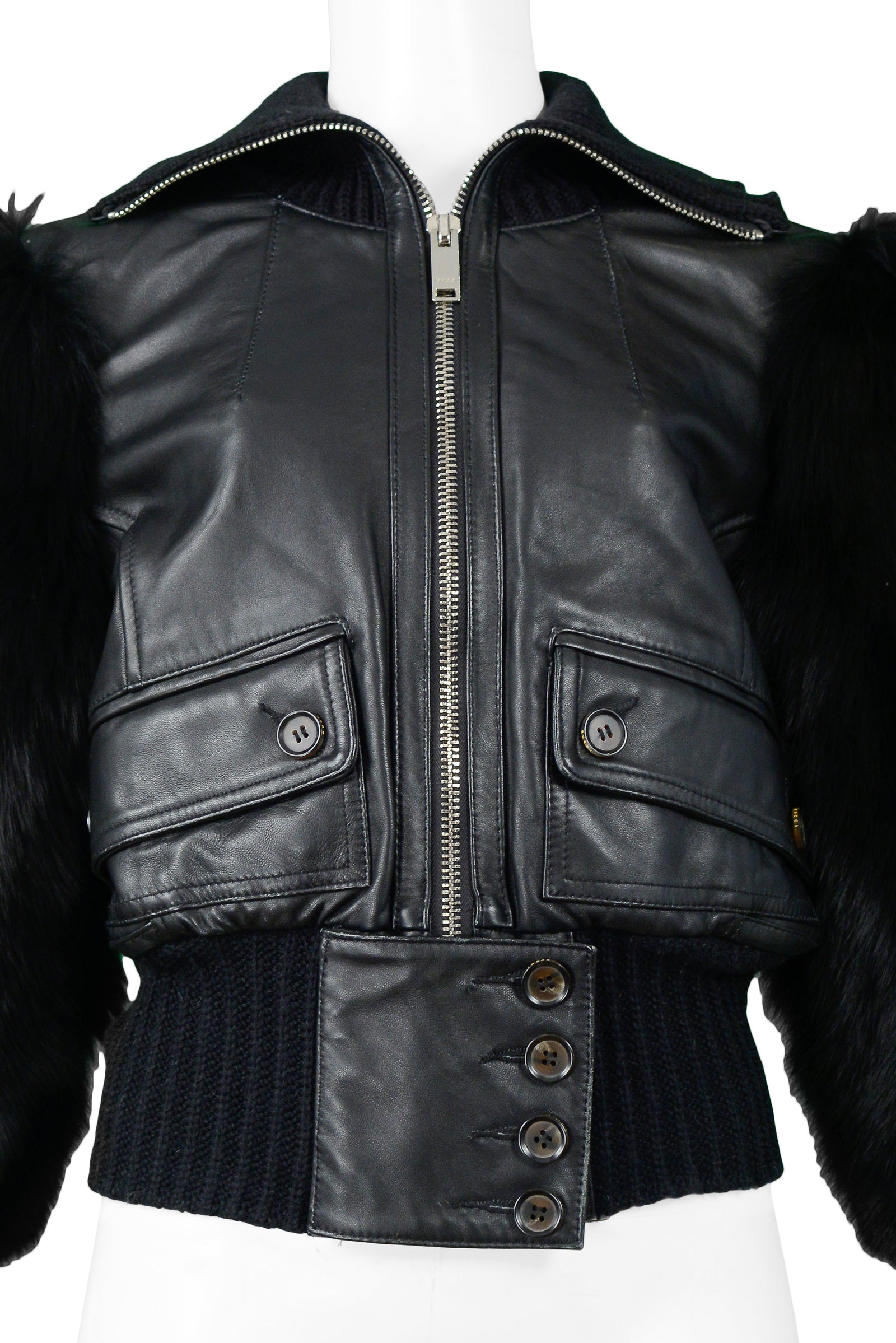 GUCCI BY TOM FORD LEATHER & FOX FUR JACKET 2003