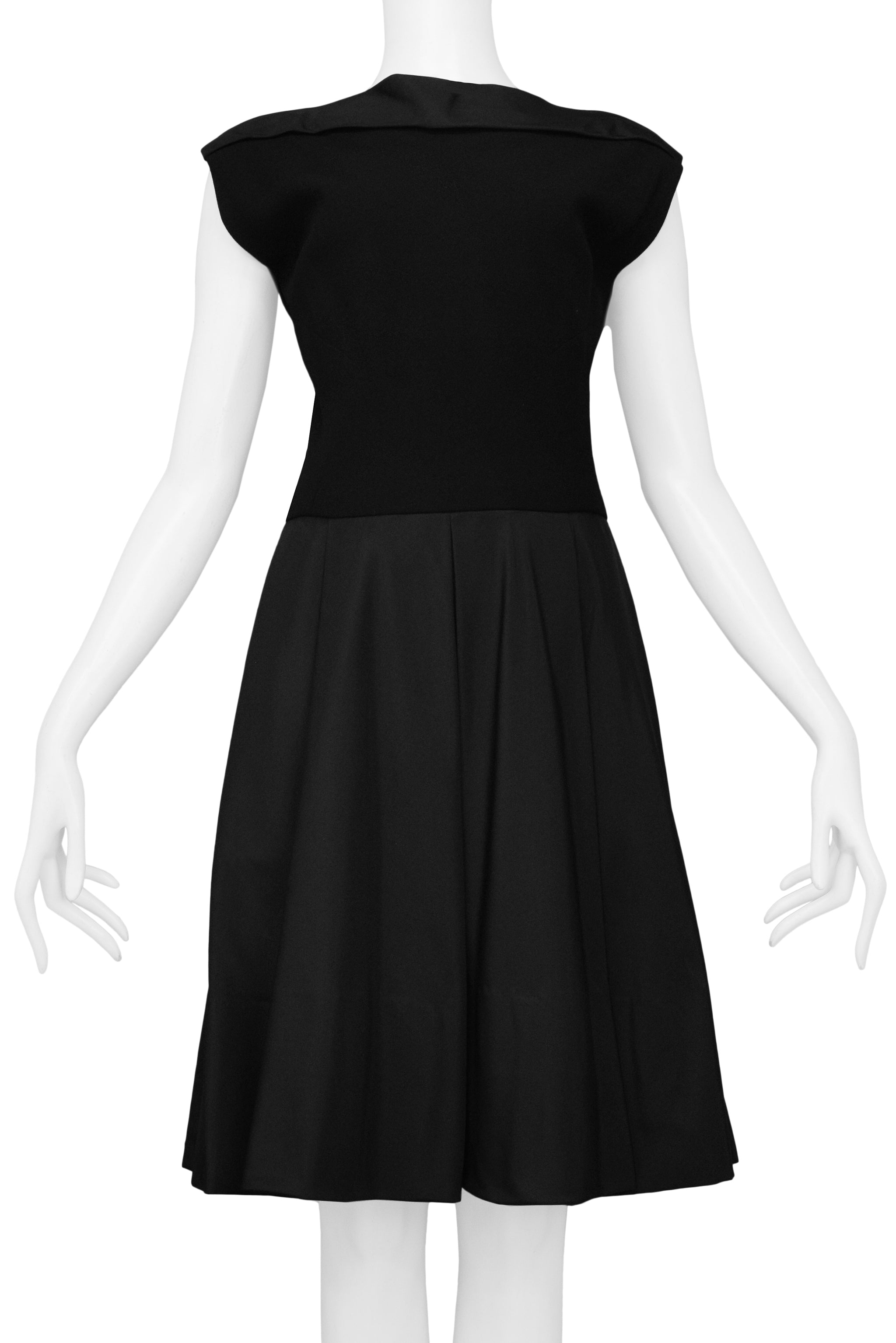 TRIGERE BLACK CREPE AND TAFFETA COCKTAIL DRESS