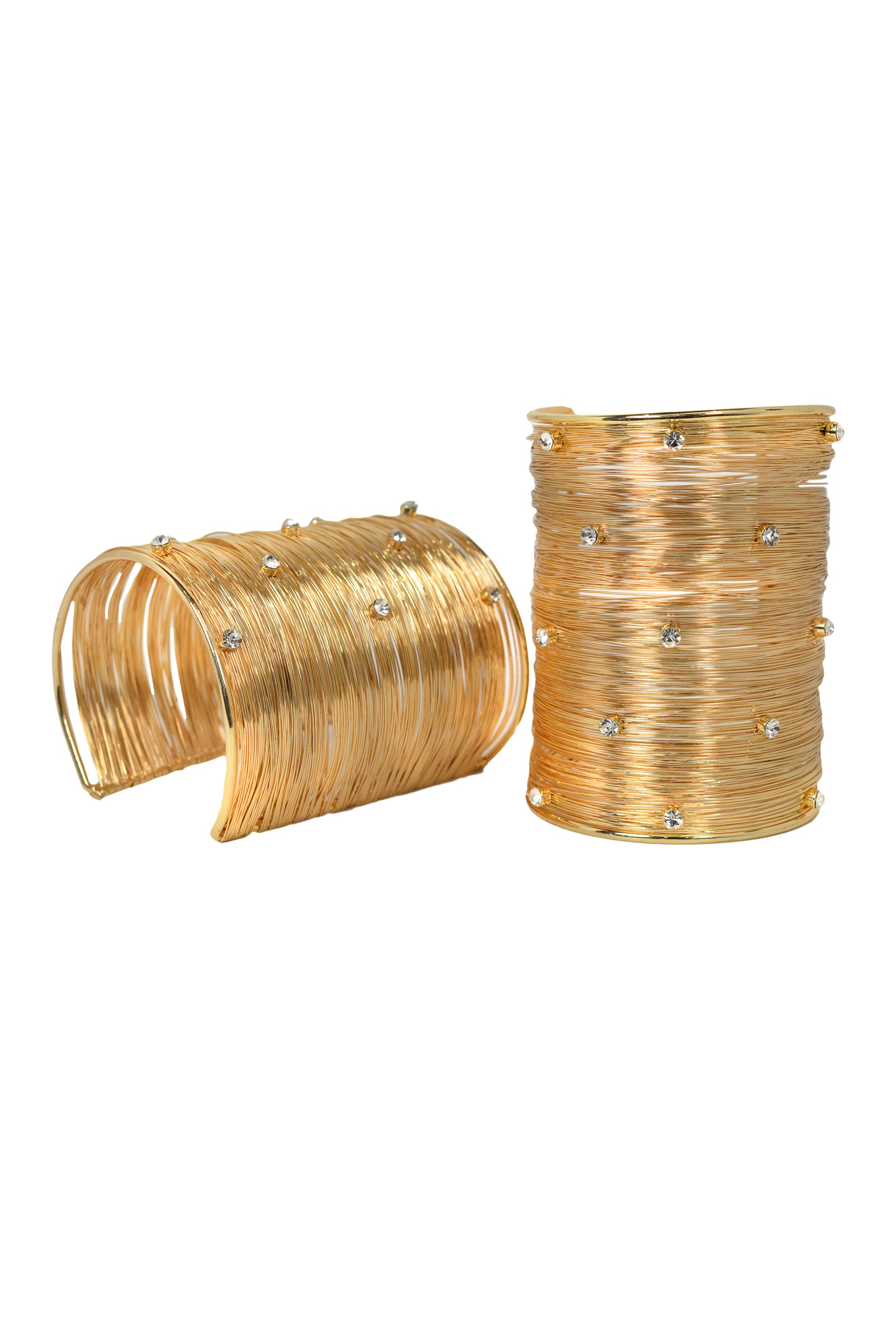 UGO CORREANI PAIR OF GOLD & RHINESTONE WIRE CUFFS