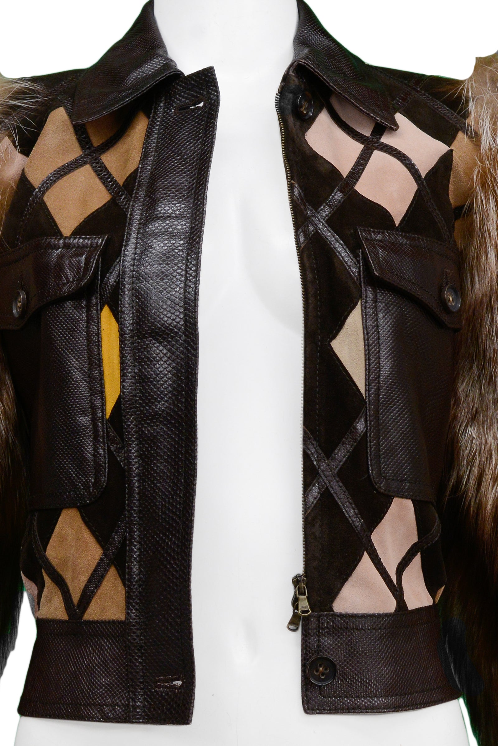 VALENTINO 2005 PYTHON & LEATHER JACKET WITH FUR SLEEVES VALENTINO 2005 PYTHON & LEATHER JACKET WITH FUR SLEEVES
