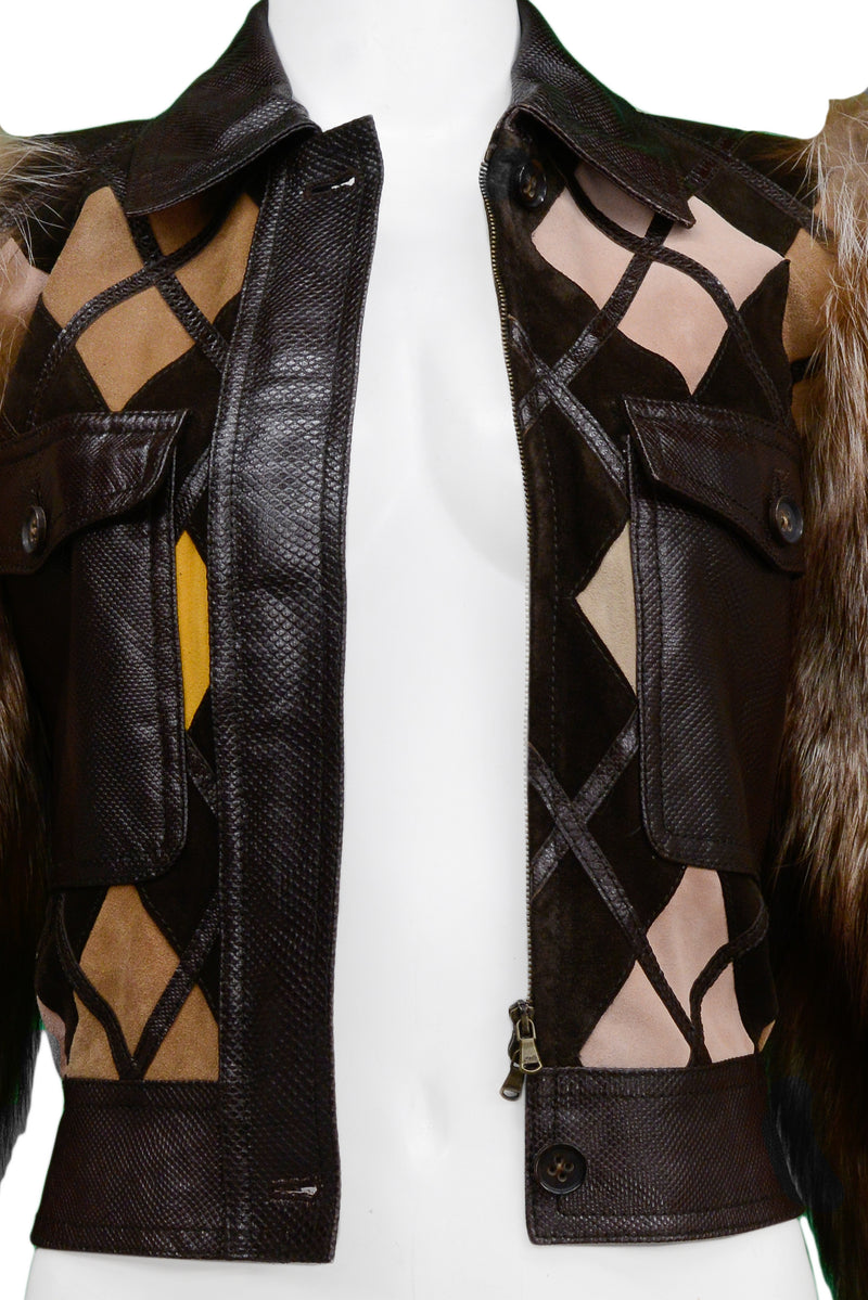 VALENTINO 2005 PYTHON & LEATHER JACKET WITH FUR SLEEVES