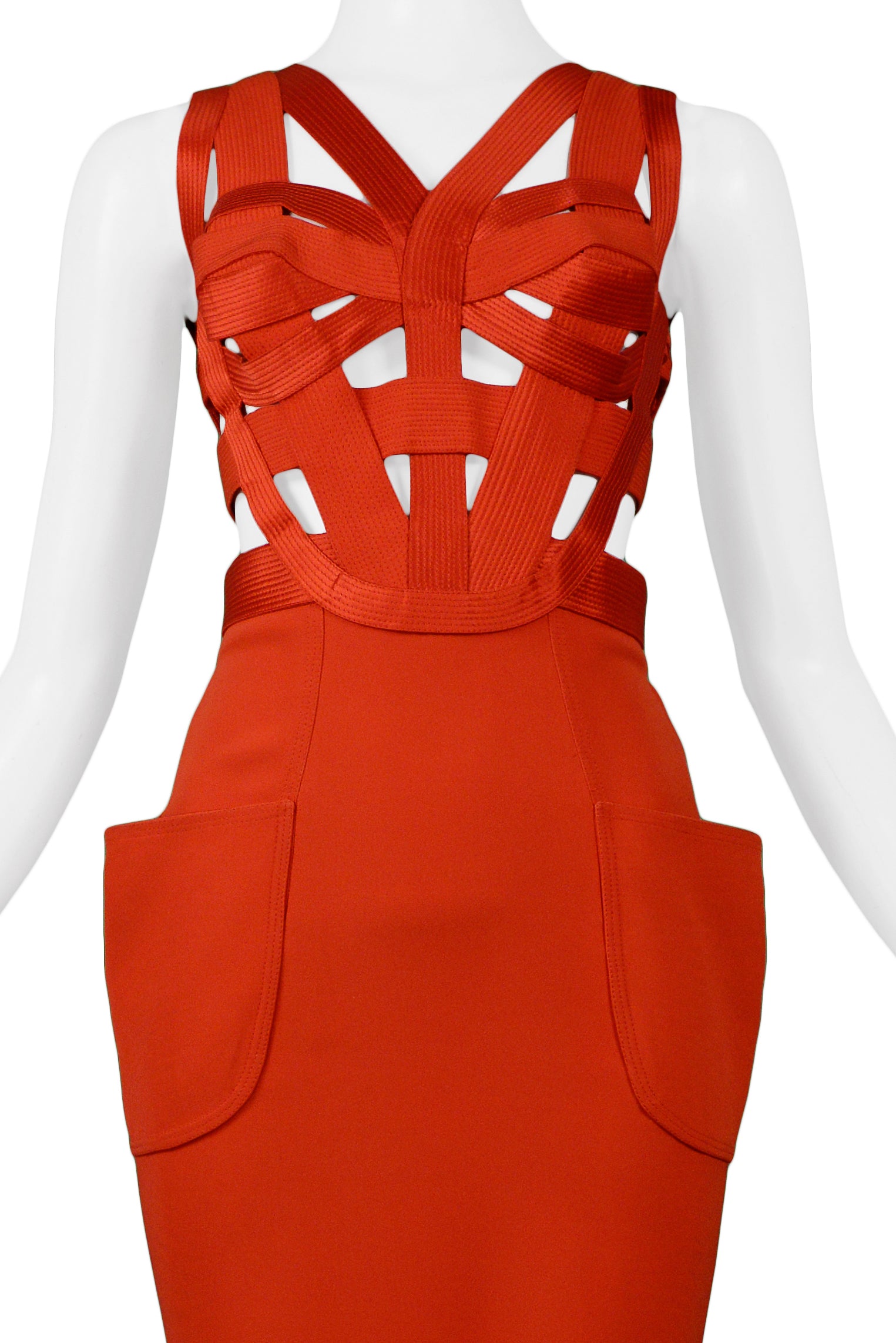 GIANNI VERSACE RED BONDAGE DRESS 1992