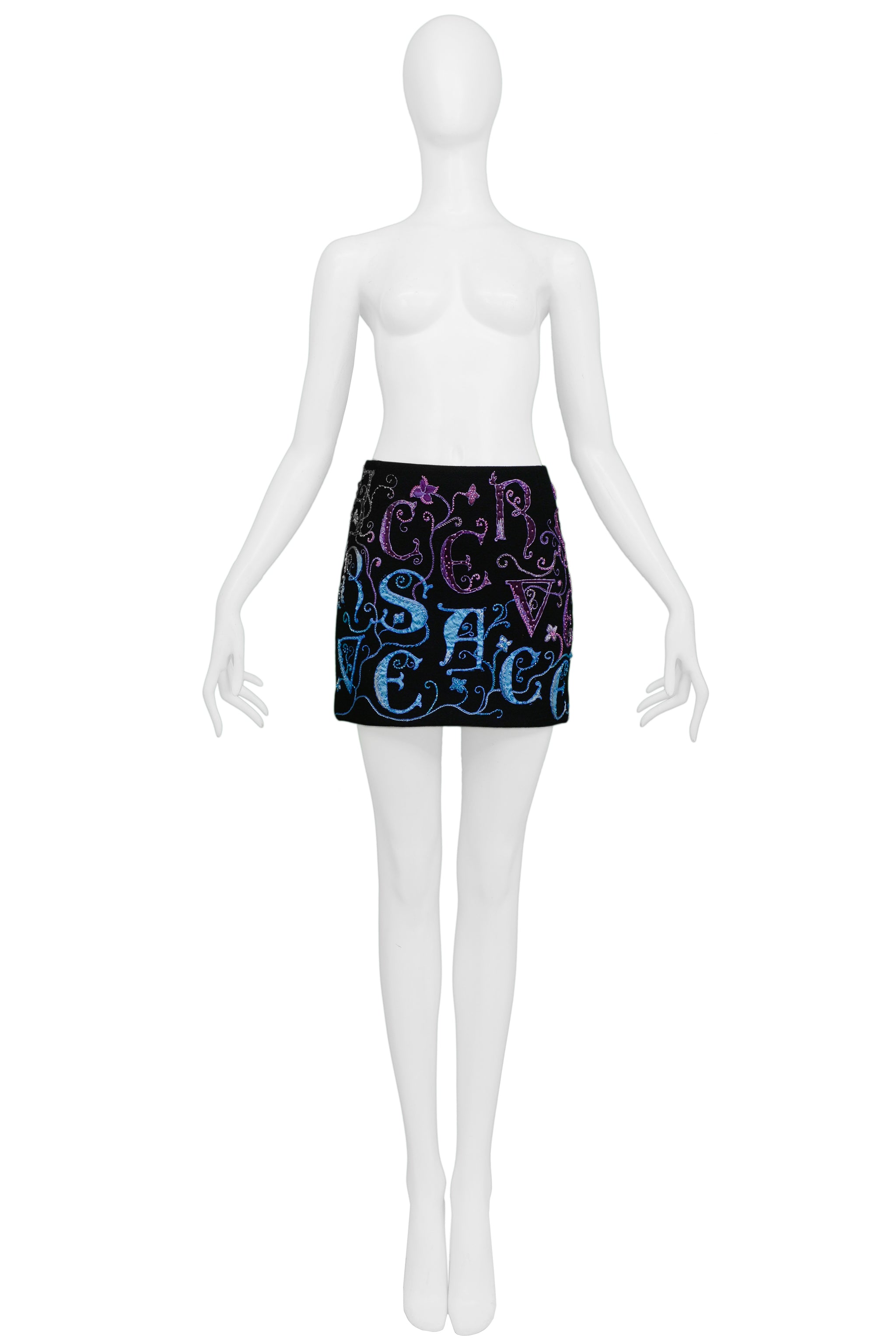 VERSACE ATELIER EMBROIDERED MINI SKIRT