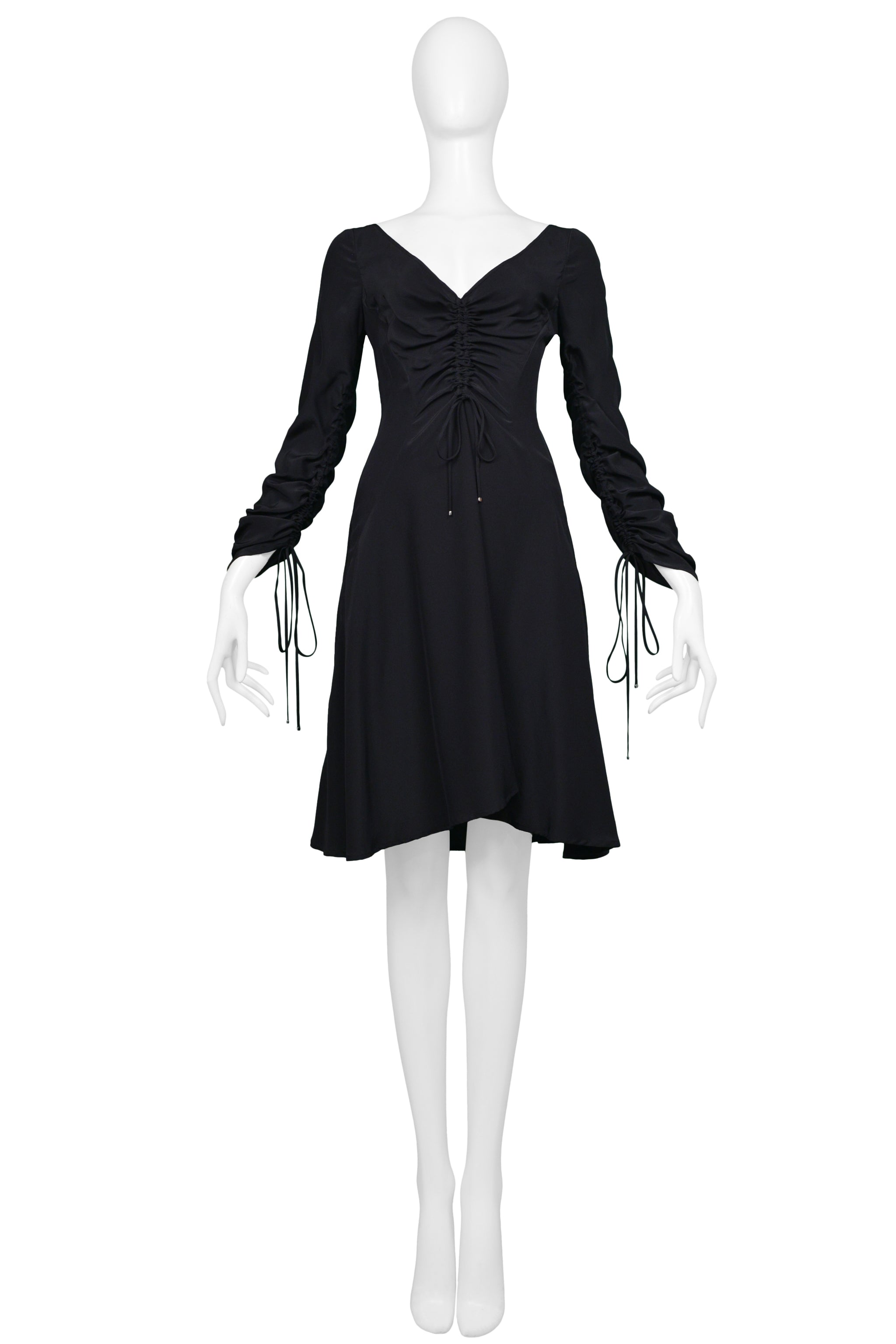 VERSACE BLACK SILK DRAWSTRING DRESS 2000'S