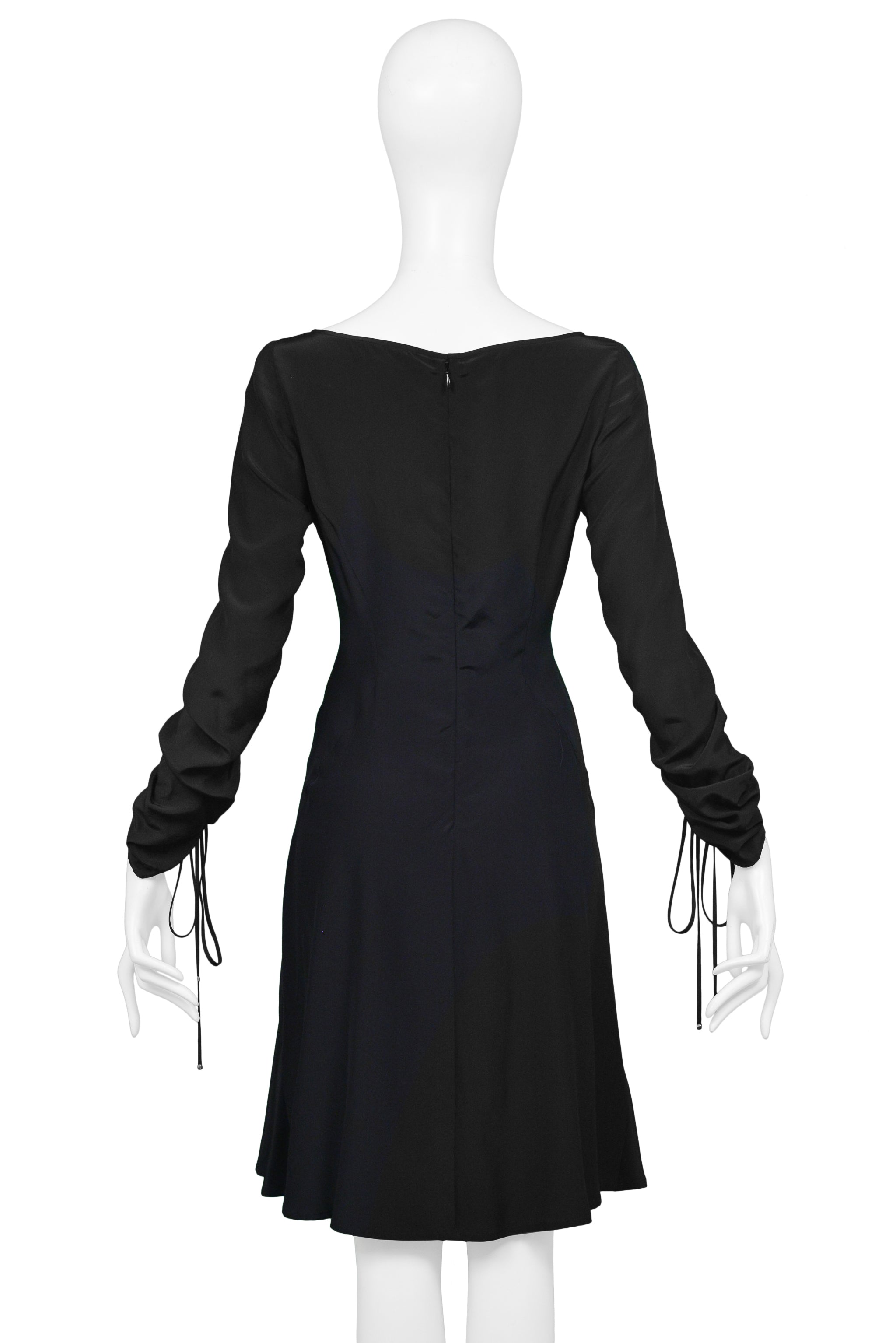 VERSACE BLACK SILK DRAWSTRING DRESS 2000'S