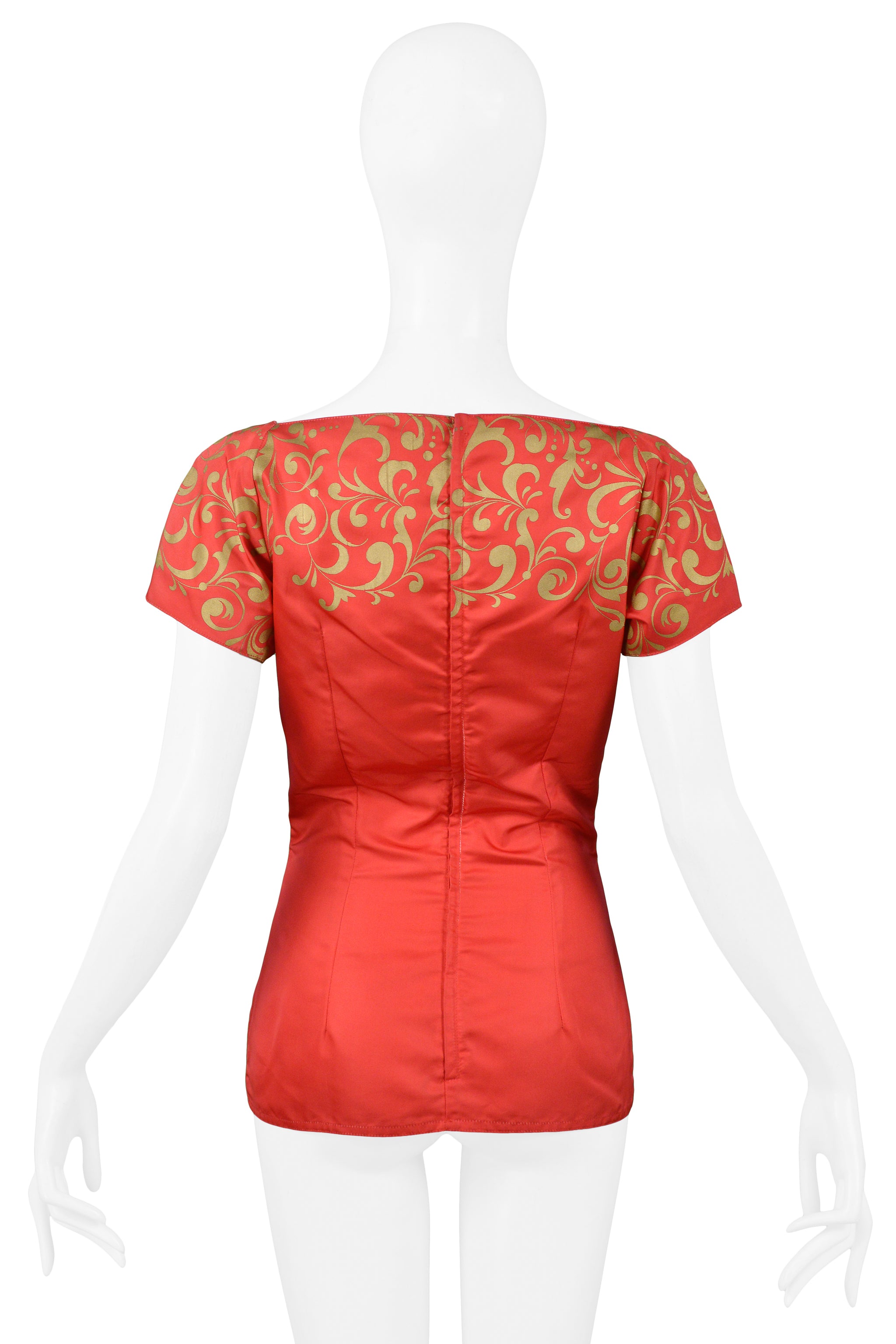 VERSACE RED & GOLD PEPLUM TOP