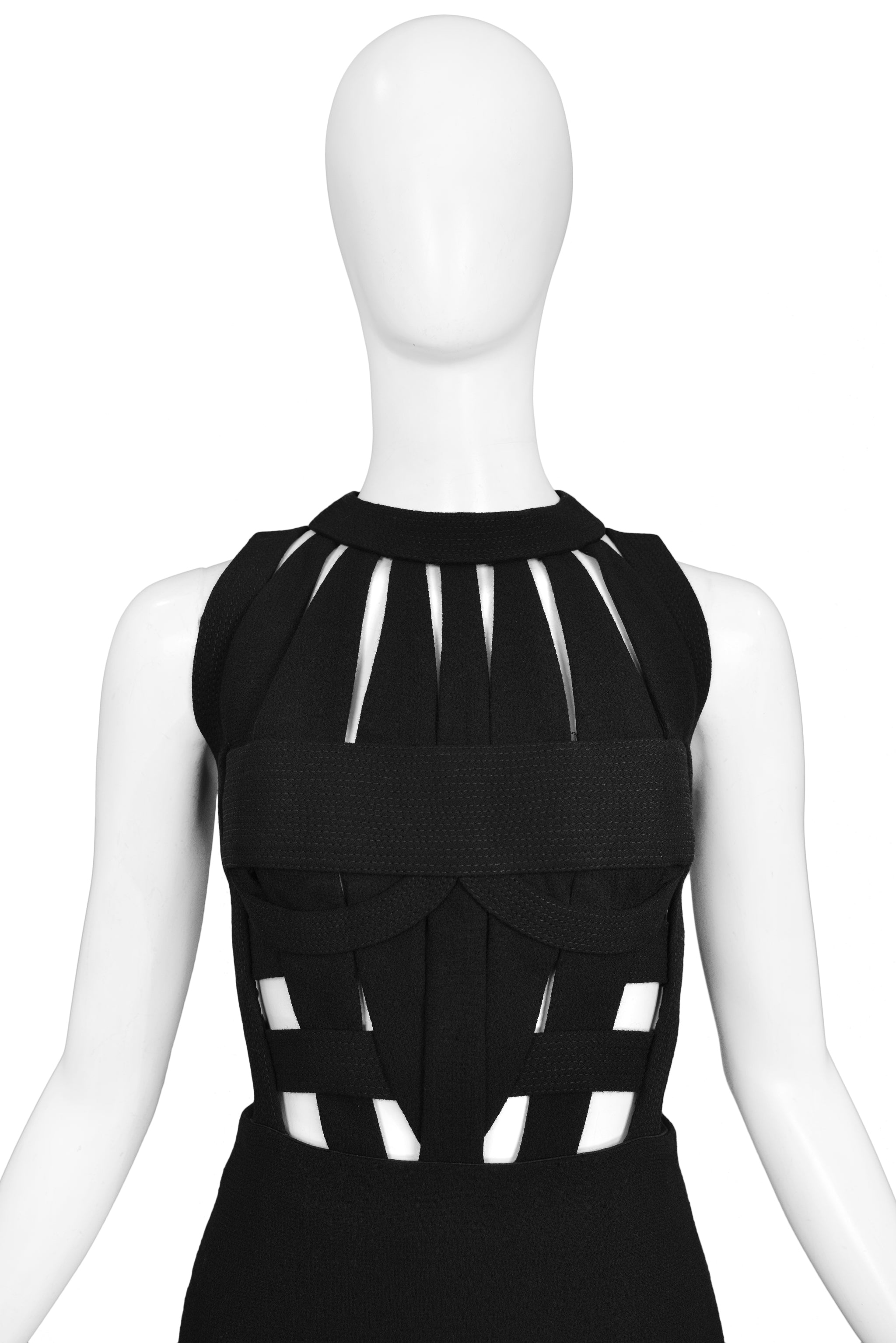 GIANNI VERSACE MULTI-STRAP GOLD MEDALLION BONDAGE DRESS 1992