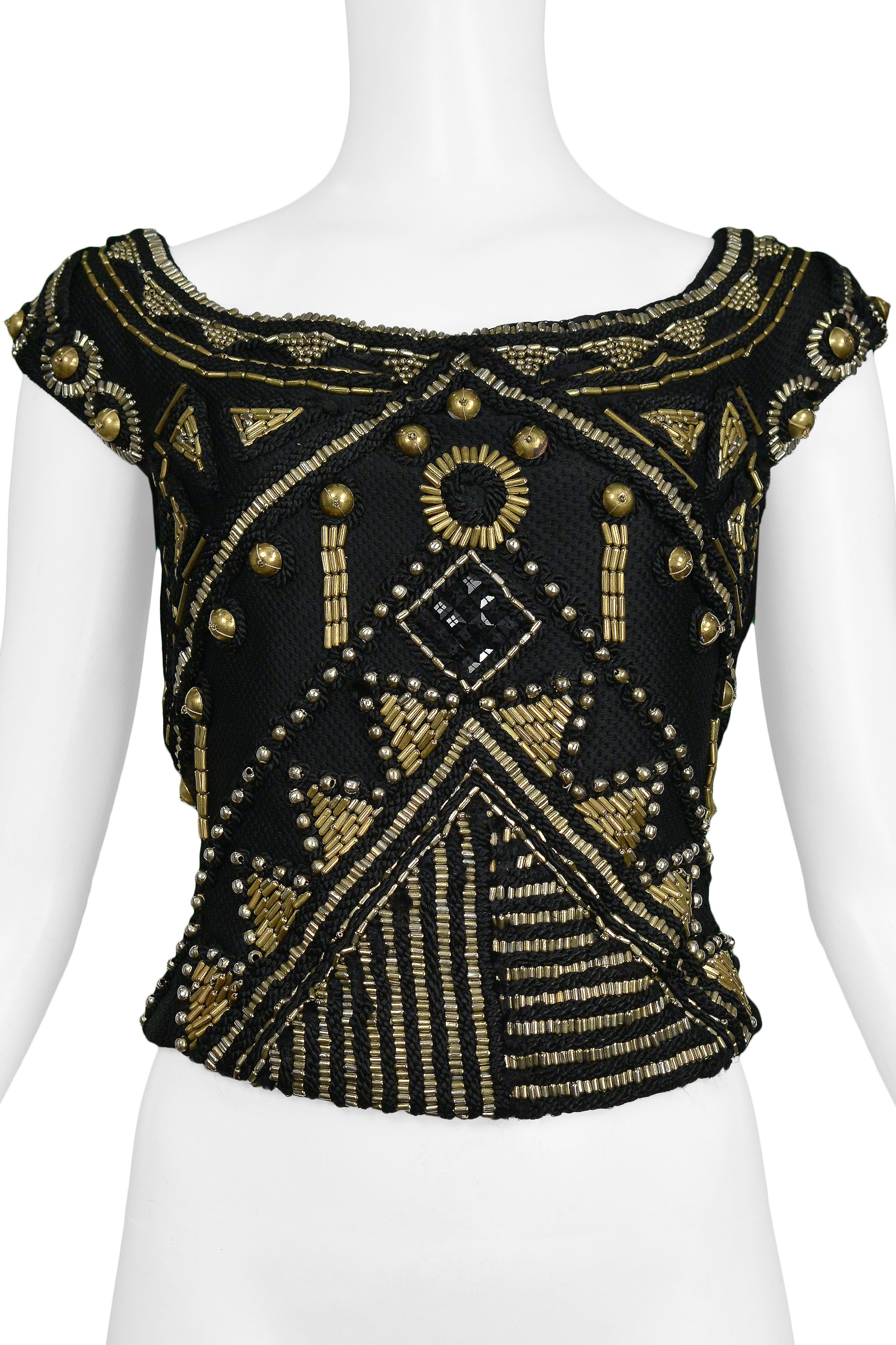 VERSACE BLACK & GOLD BEADED TOP 1990