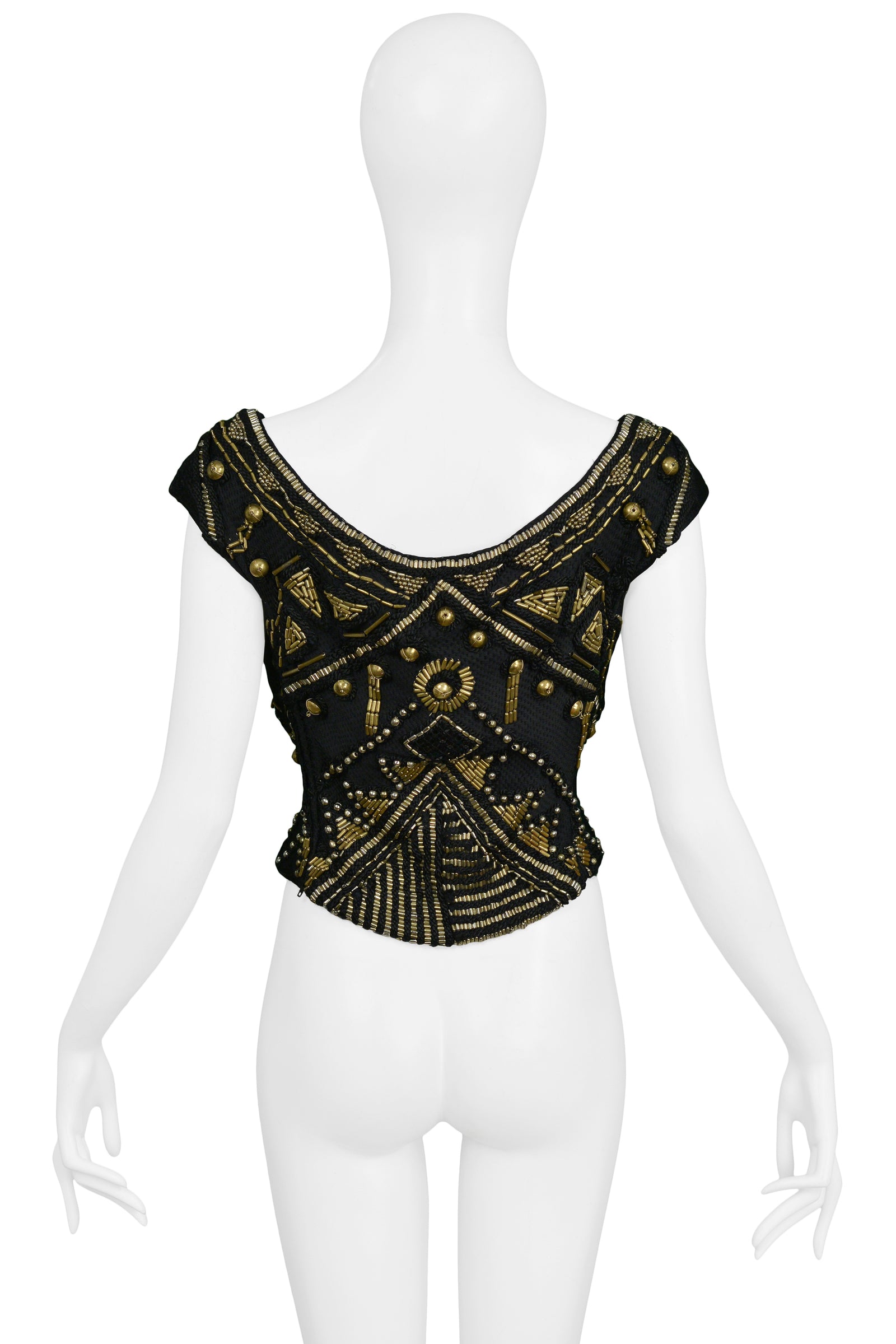 アウトレット福袋 VERSACE BLACK & GOLD BEADED TOP 1990 トップス