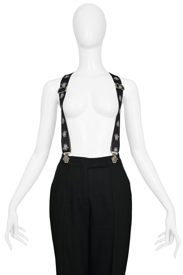 VERSACE BLACK MEDUSA BRACES SUSPENDERS