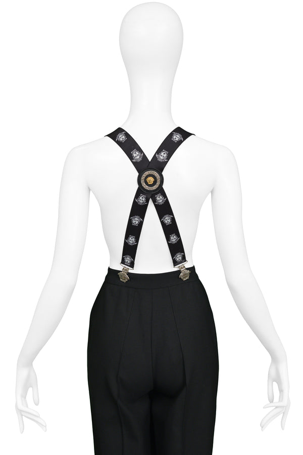 VERSACE BLACK MEDUSA BRACES SUSPENDERS