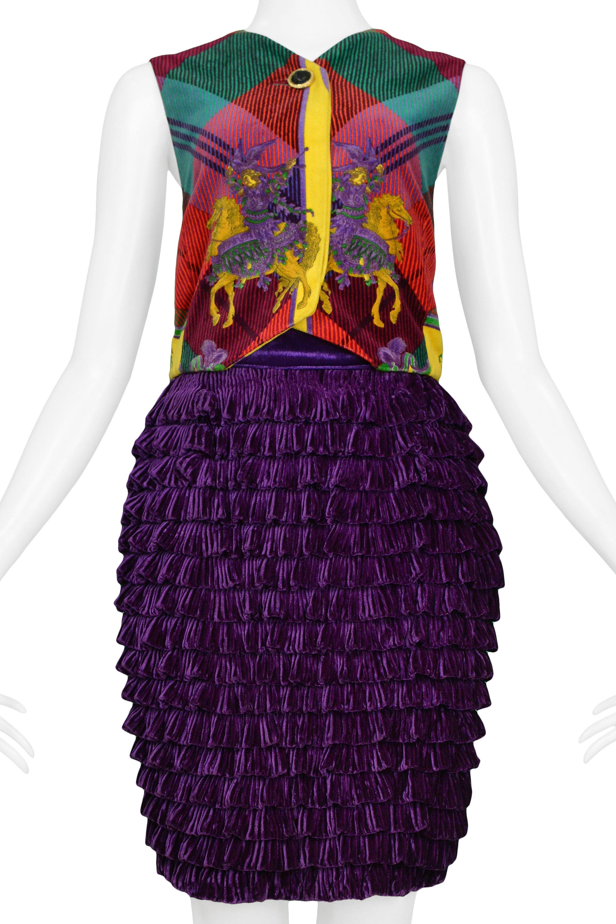 VERSACE VELVET VEST & SKIRT ENSEMBLE
