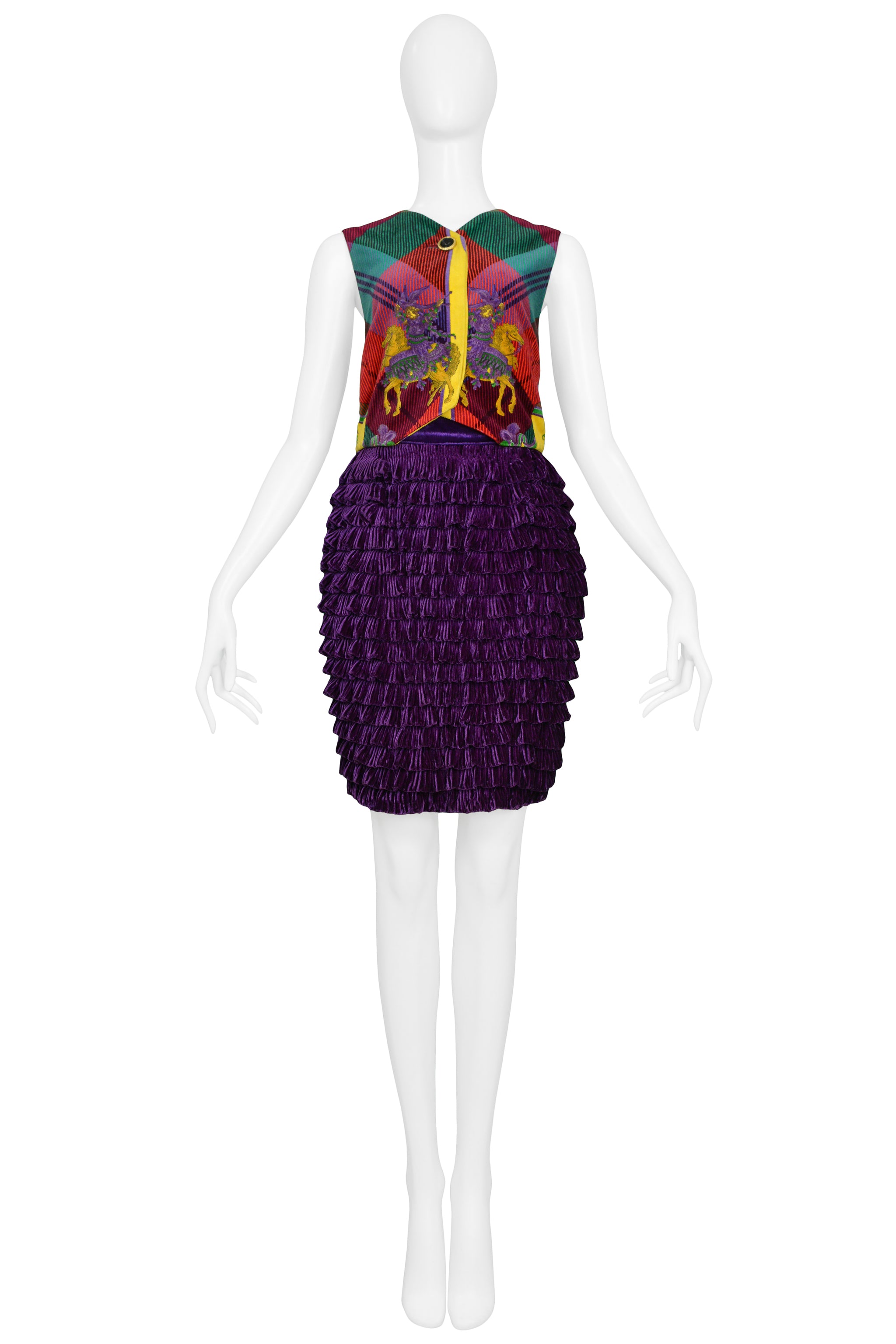 VERSACE VELVET VEST & SKIRT ENSEMBLE