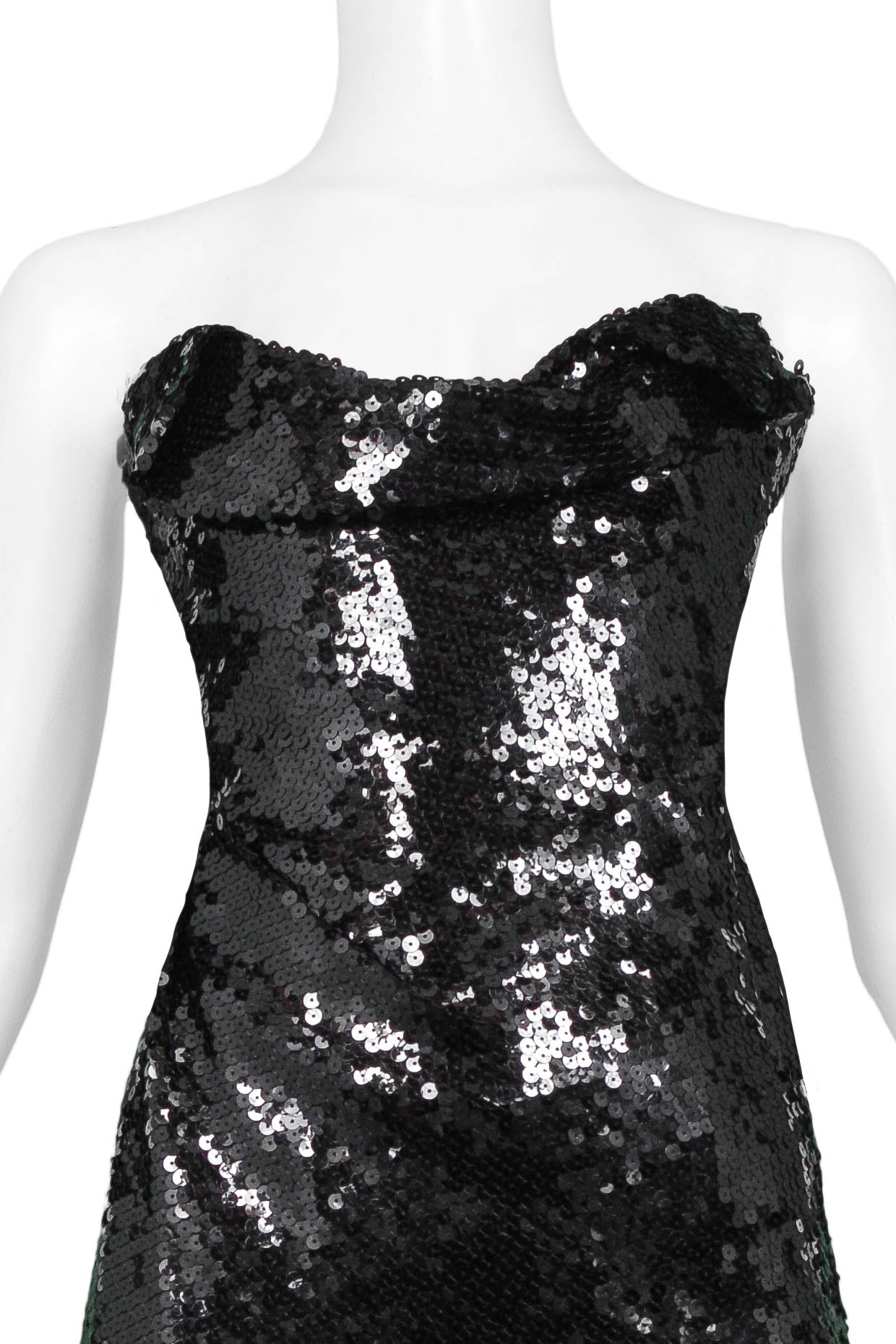 VIVIENNE WESTWOOD COUTURE BLACK SEQUIN STRAPLESS DRESS