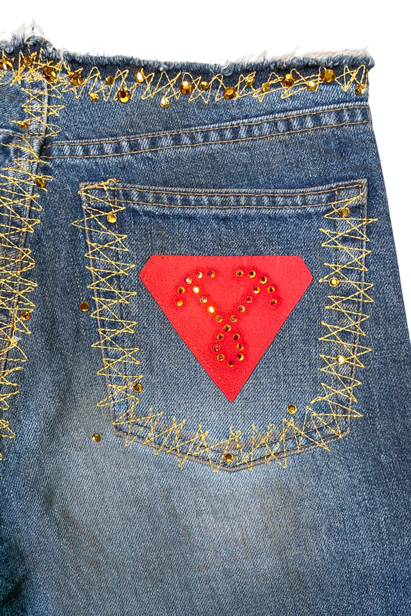 VOYAGE DENIM TIGER JEANS WITH RHINESTONES